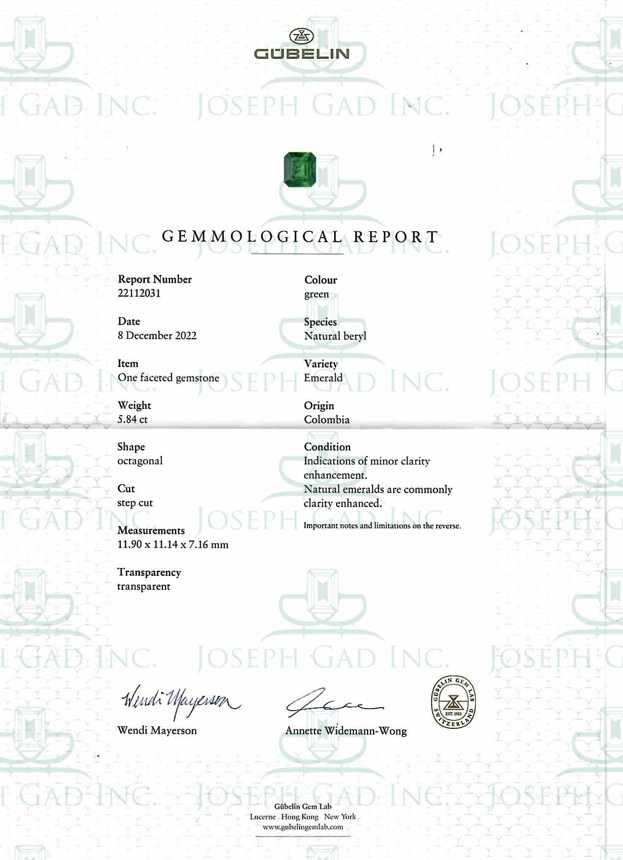 5.84 Ct. Emerald from Colombia