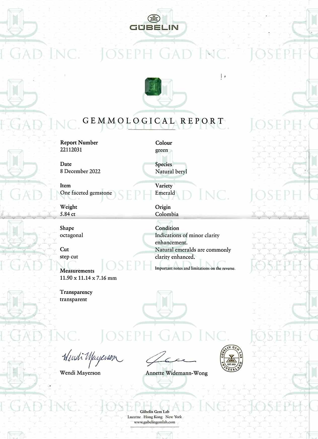 5.84 Ct. Emerald from Colombia