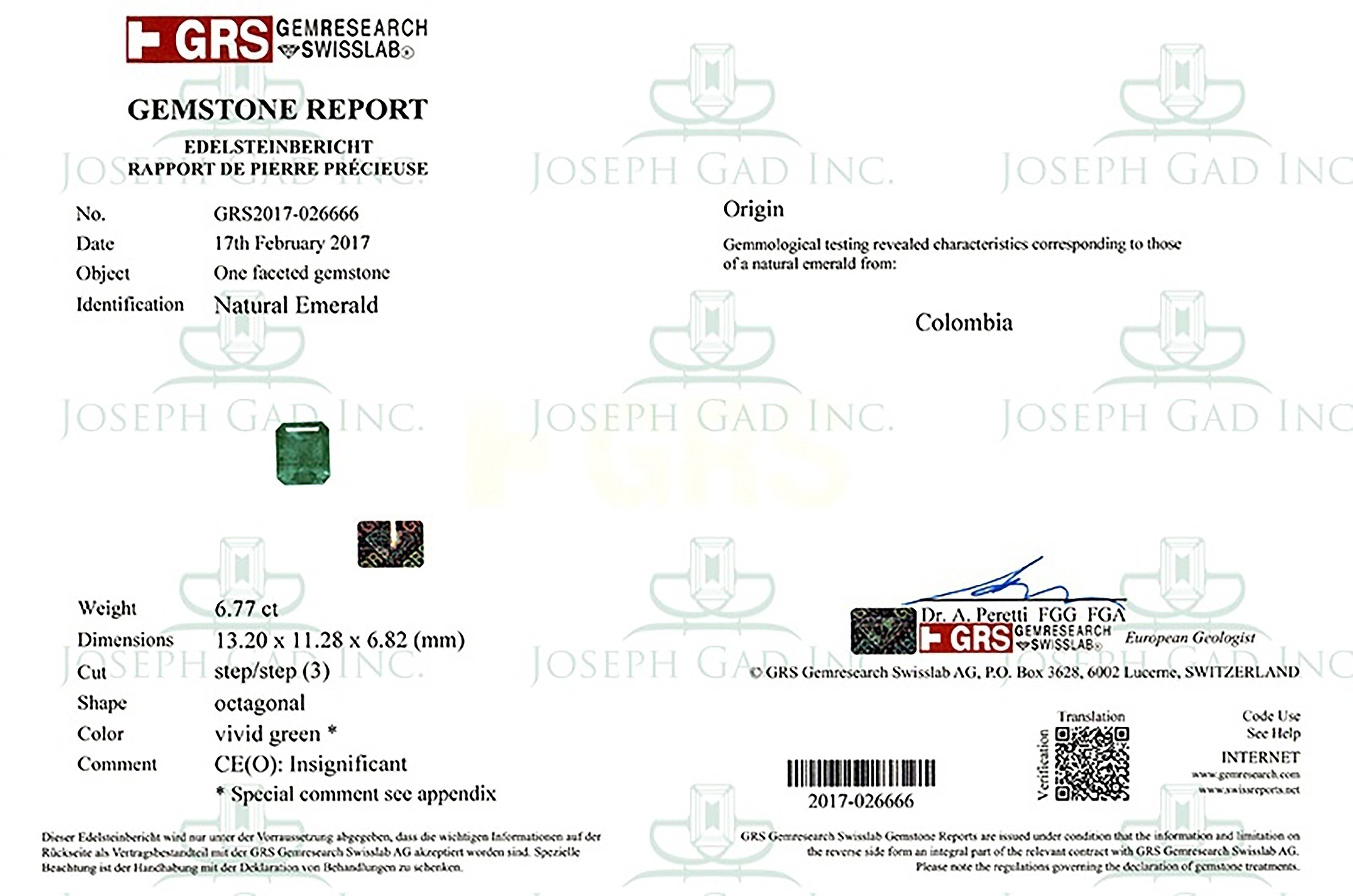 6.77 Ct. Emerald from Colombia