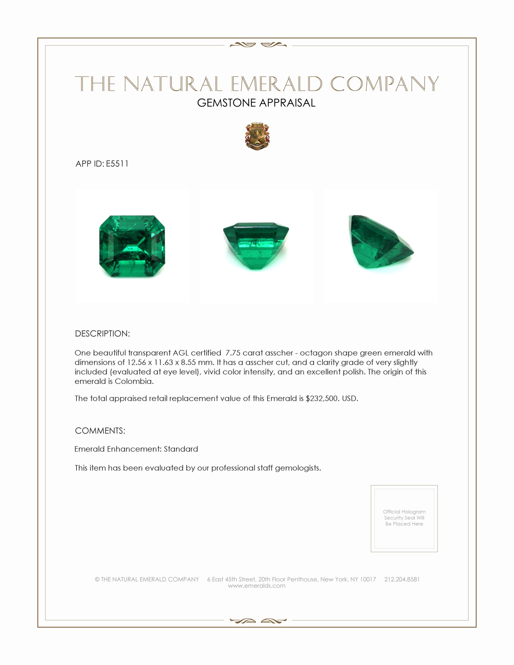 7.75 Ct. Emerald from Colombia
