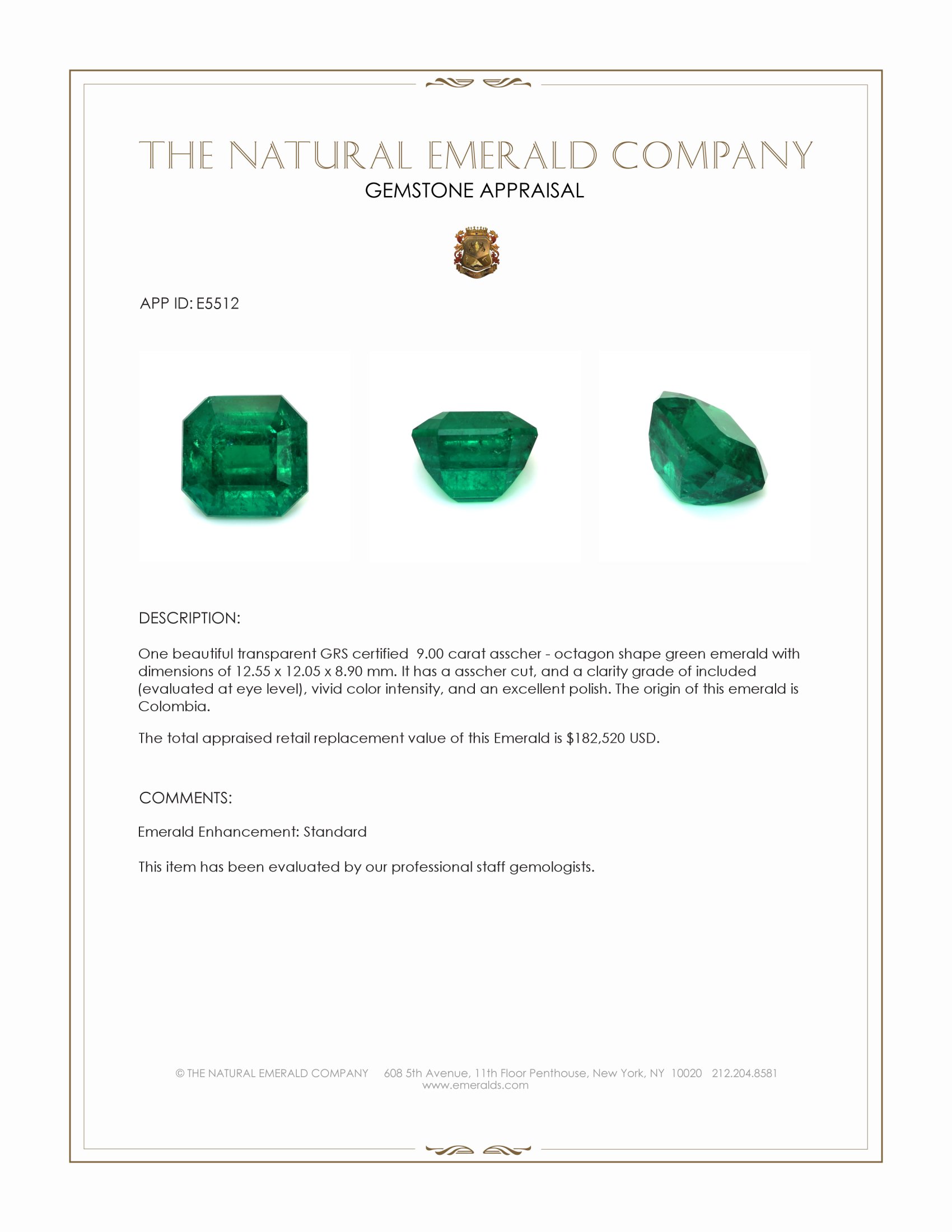 9.00 Ct. Emerald from Colombia