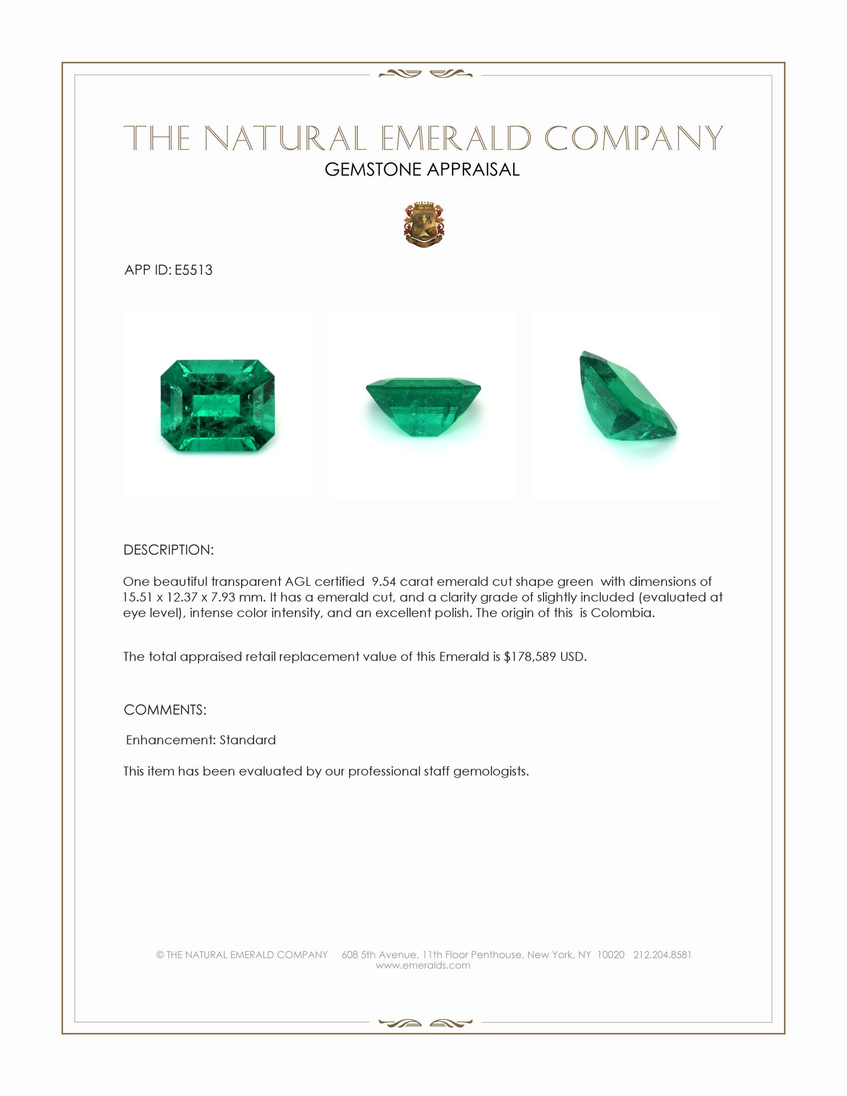 9.54 Ct. Emerald from Colombia