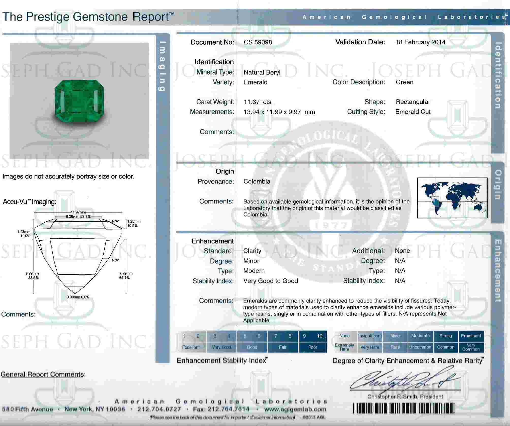 11.37 Ct. Emerald from Colombia