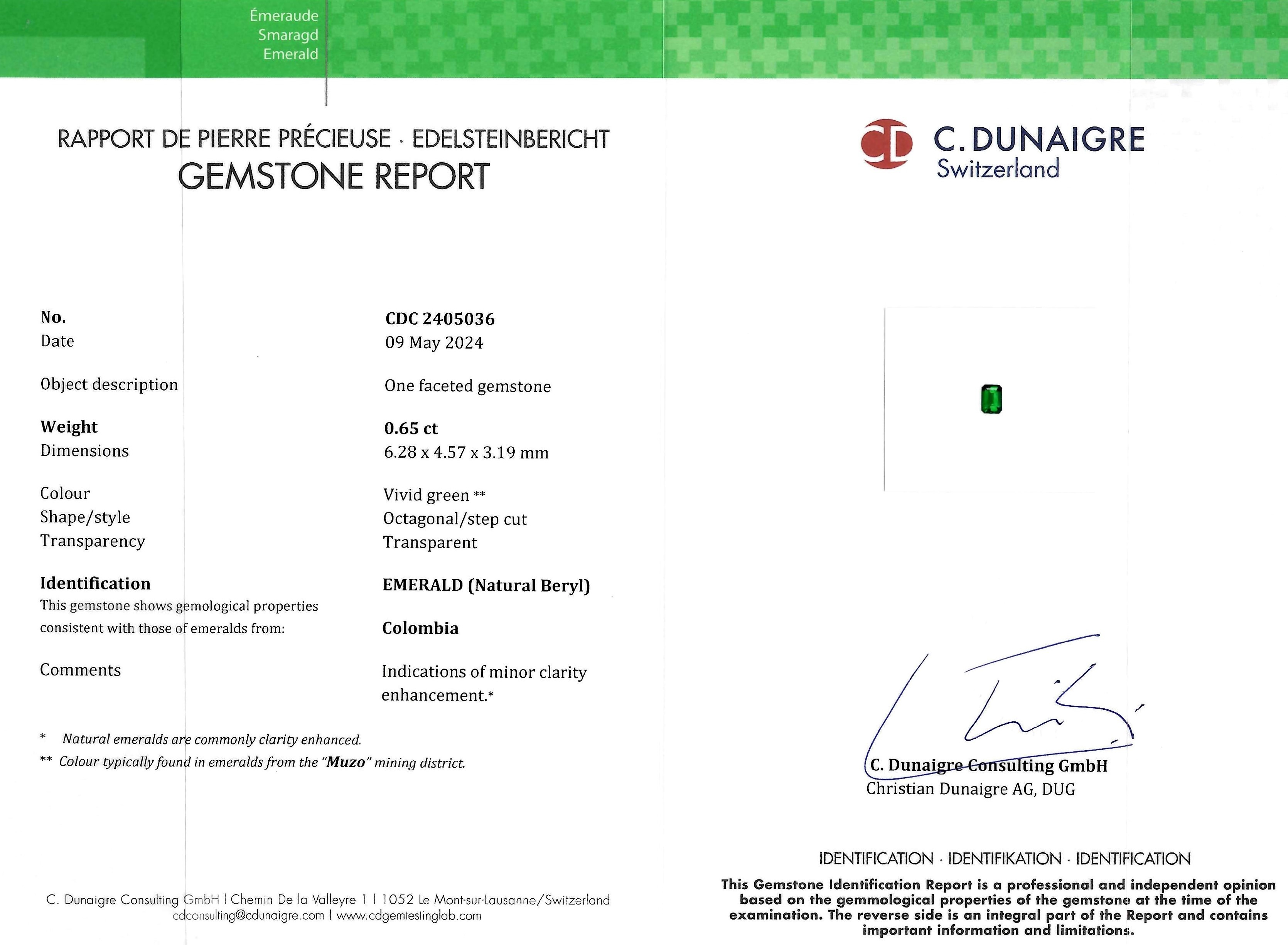 0.65 Ct. Emerald from Colombia