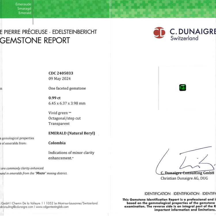 0.99 Ct. Emerald from Colombia
