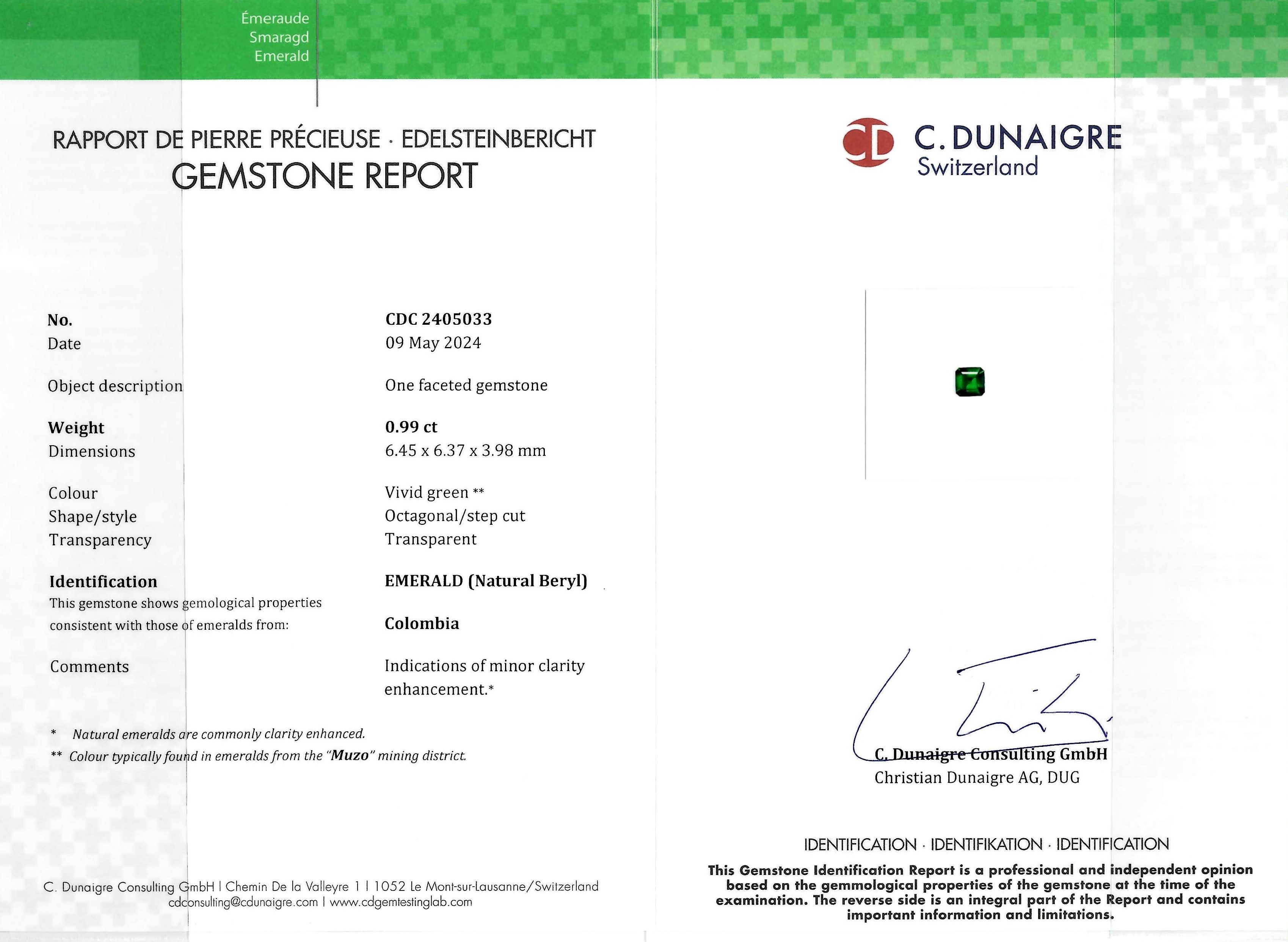 0.99 Ct. Emerald from Colombia