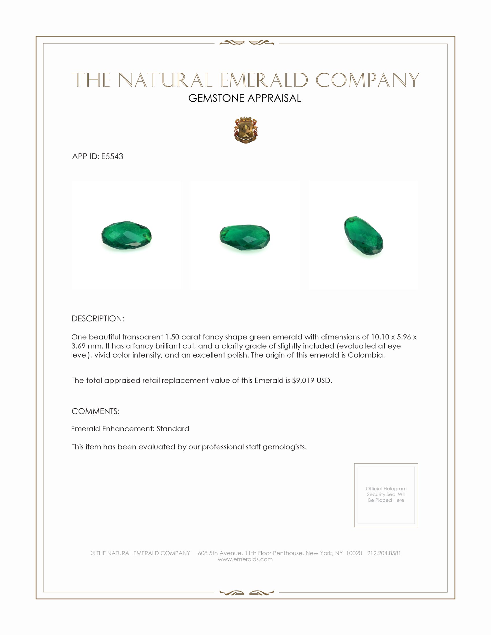 1.50 Ct. Emerald from Colombia