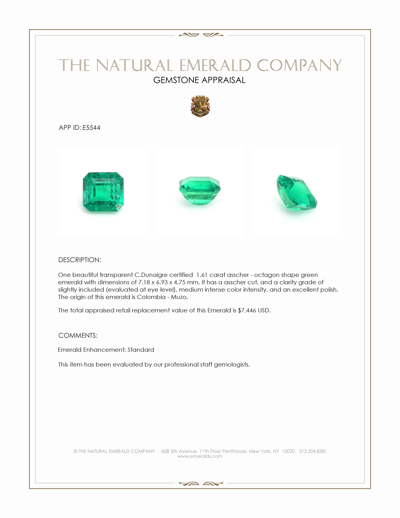 1.61 Ct. Emerald from Colombia - Muzo