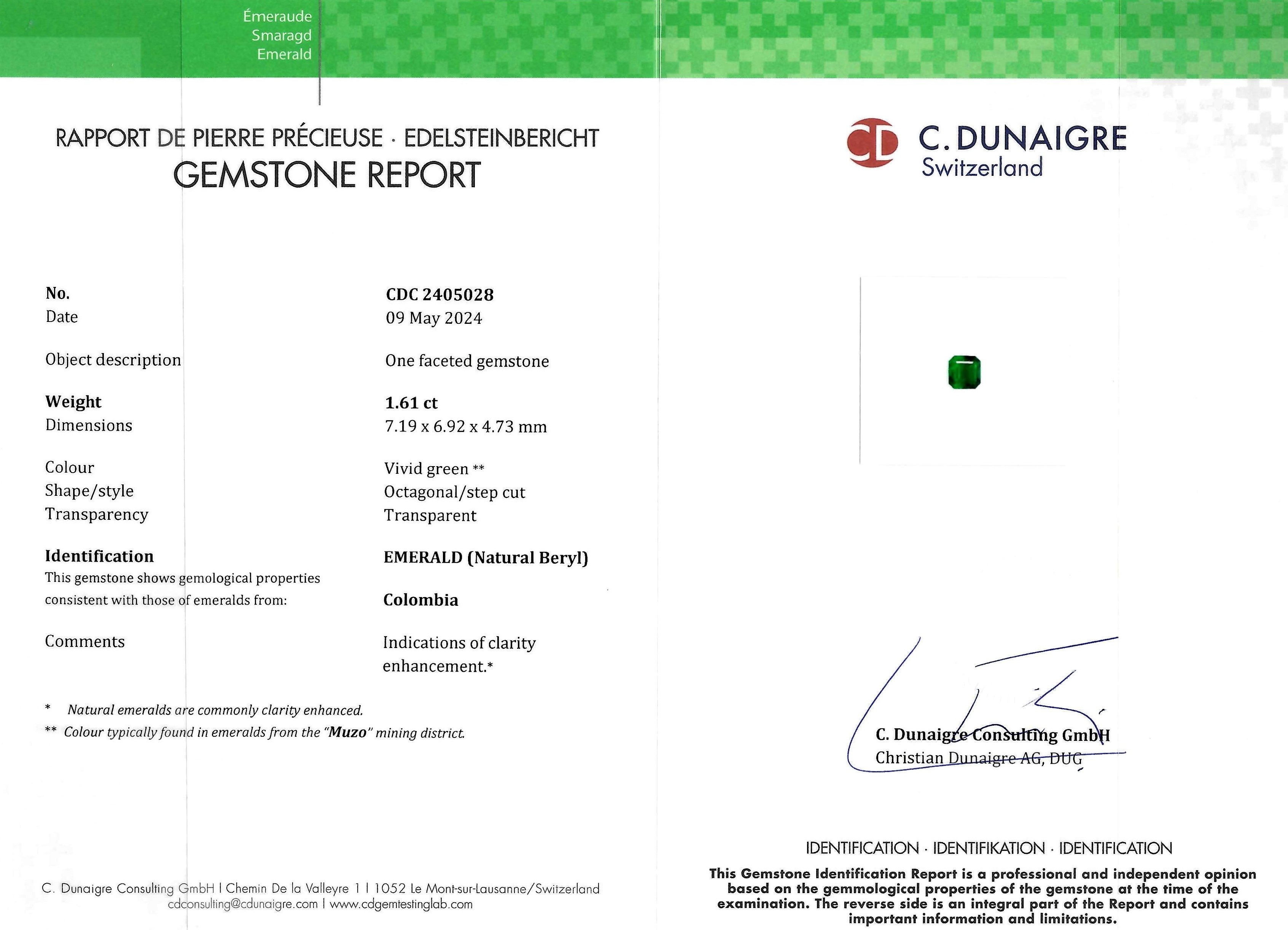 1.61 Ct. Emerald from Colombia