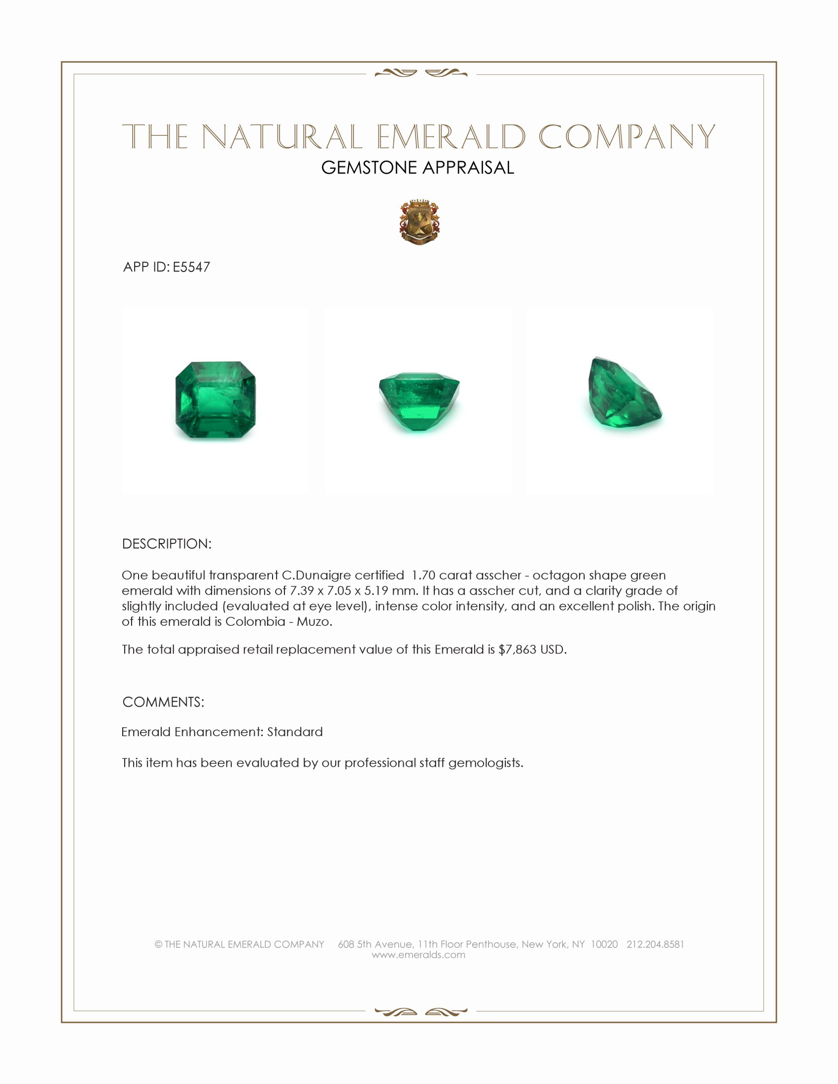 1.70 Ct. Emerald from Colombia - Muzo