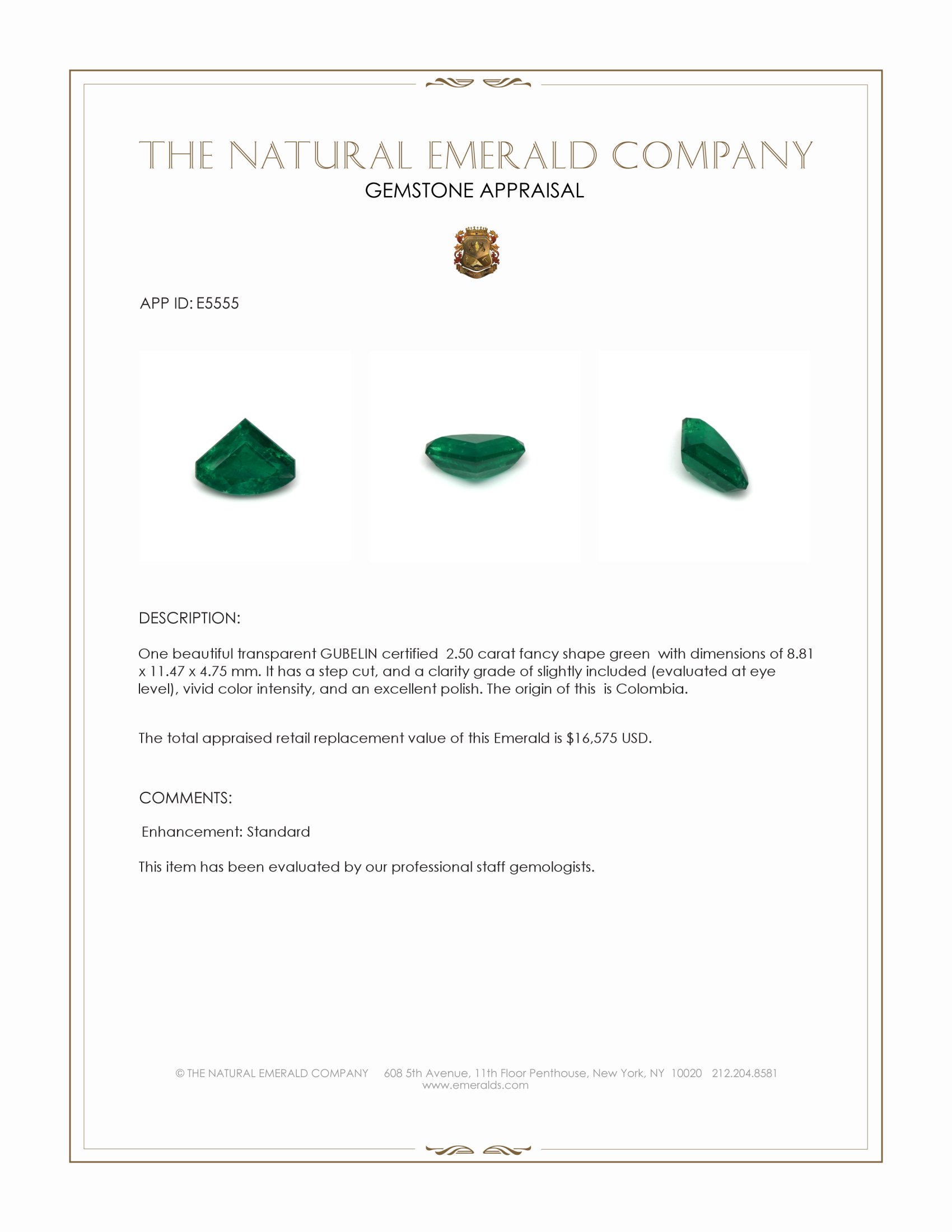 2.50 Ct. Emerald from Colombia