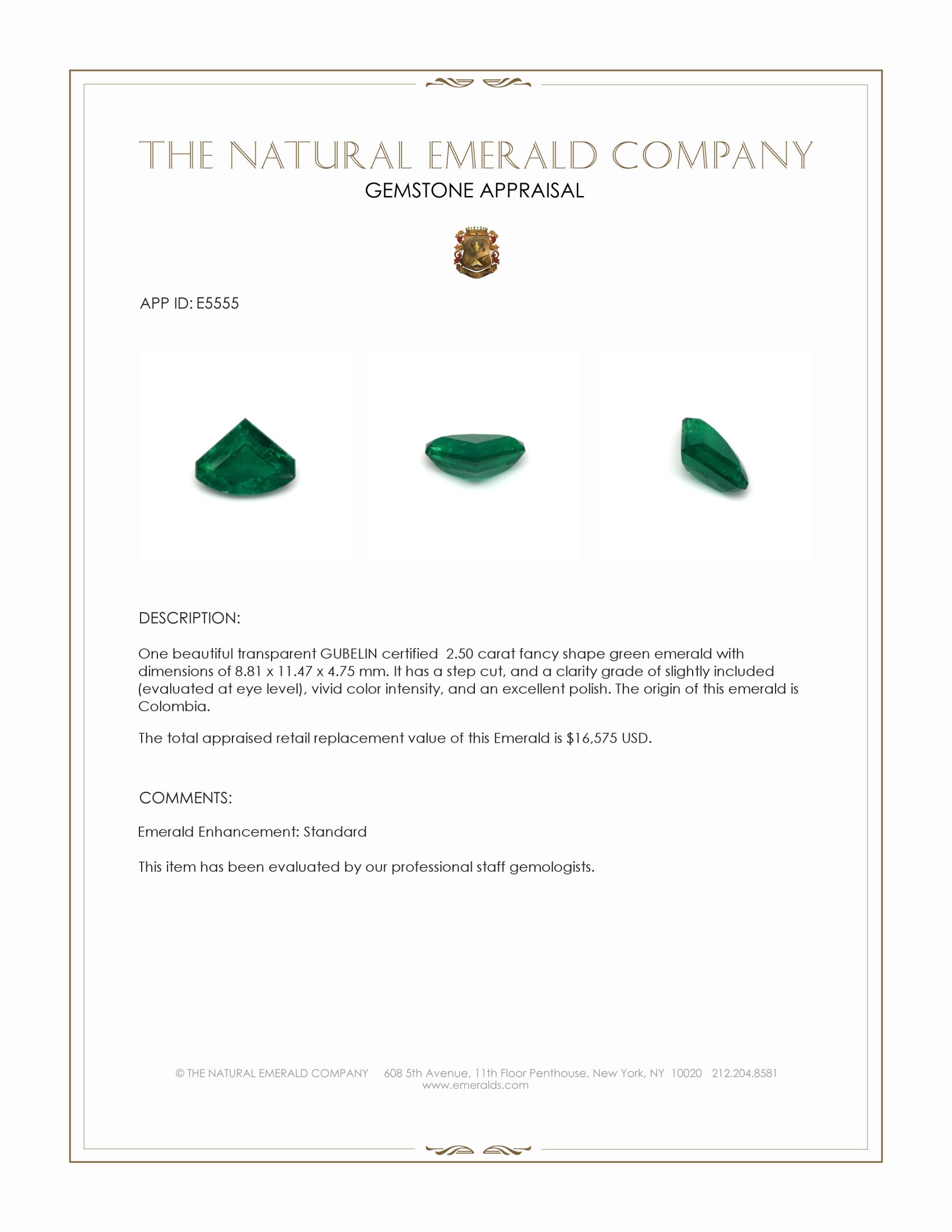 2.50 Ct. Emerald from Colombia