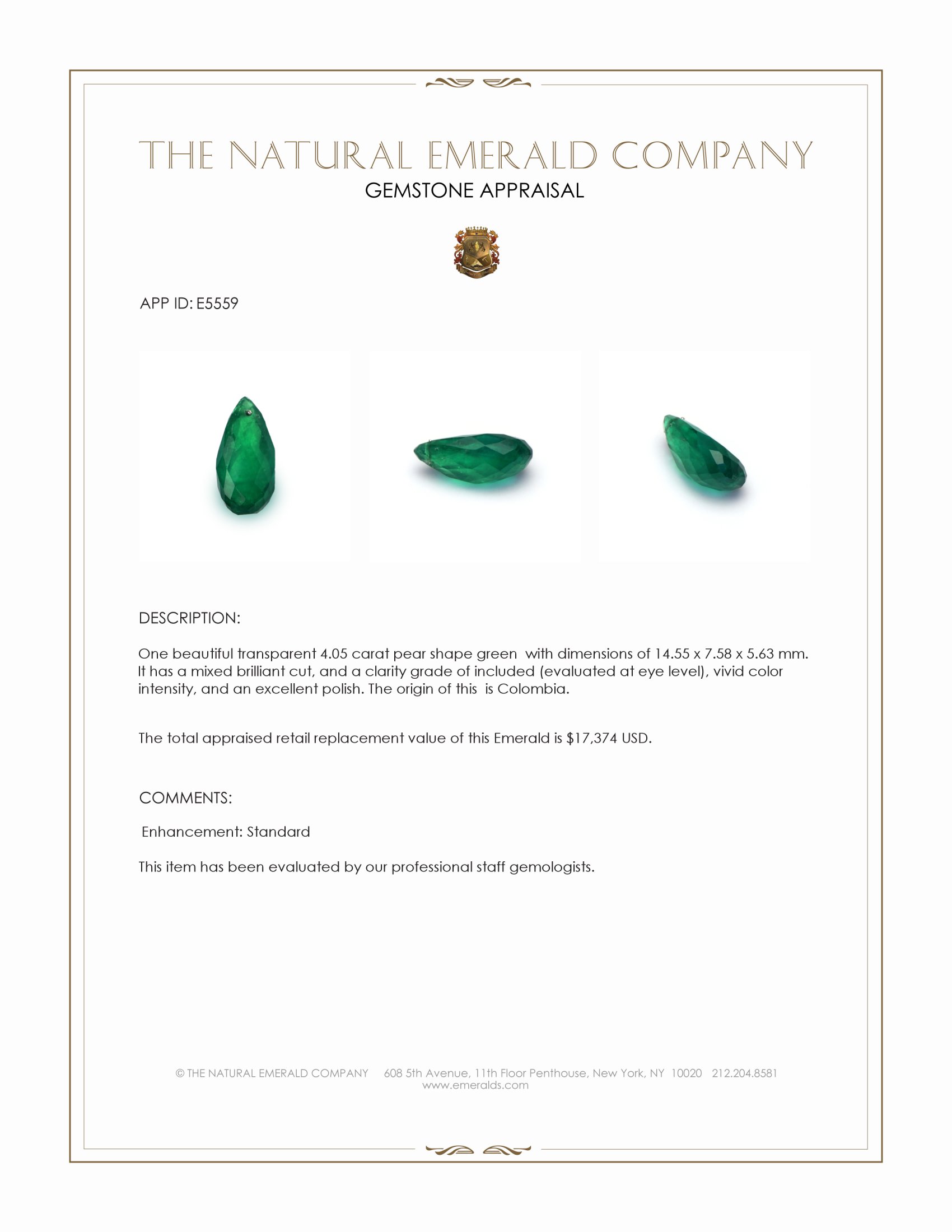 4.05 Ct. Emerald from Colombia