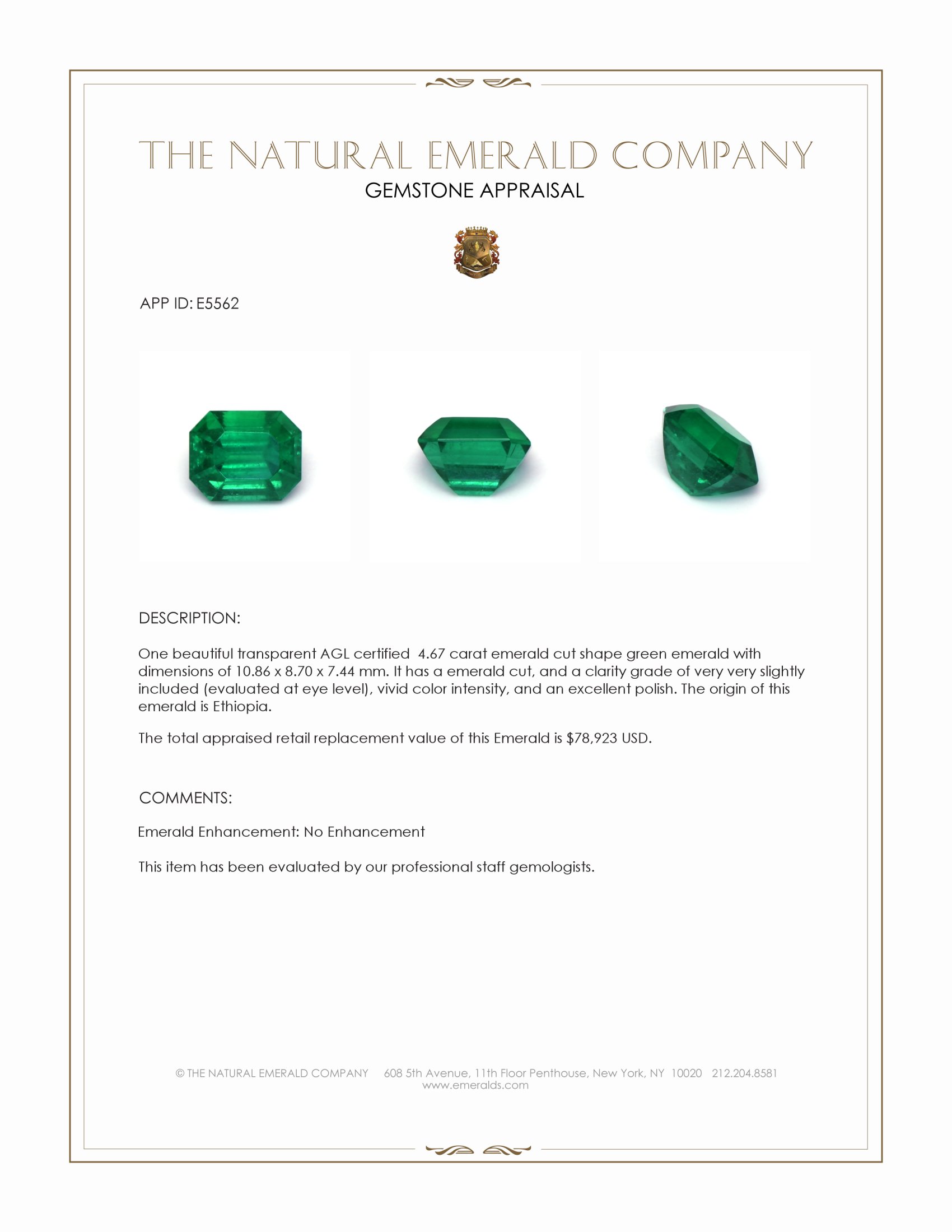 4.67 Ct. Emerald from Ethiopia