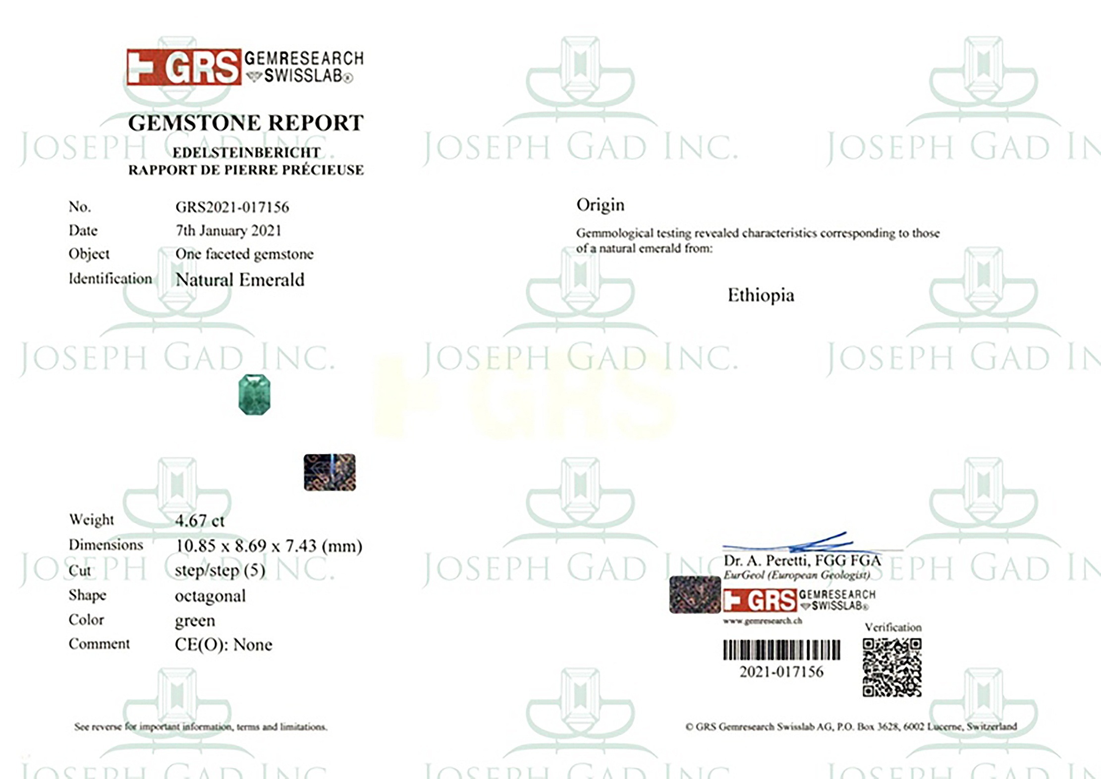 4.67 Ct. Emerald from Ethiopia