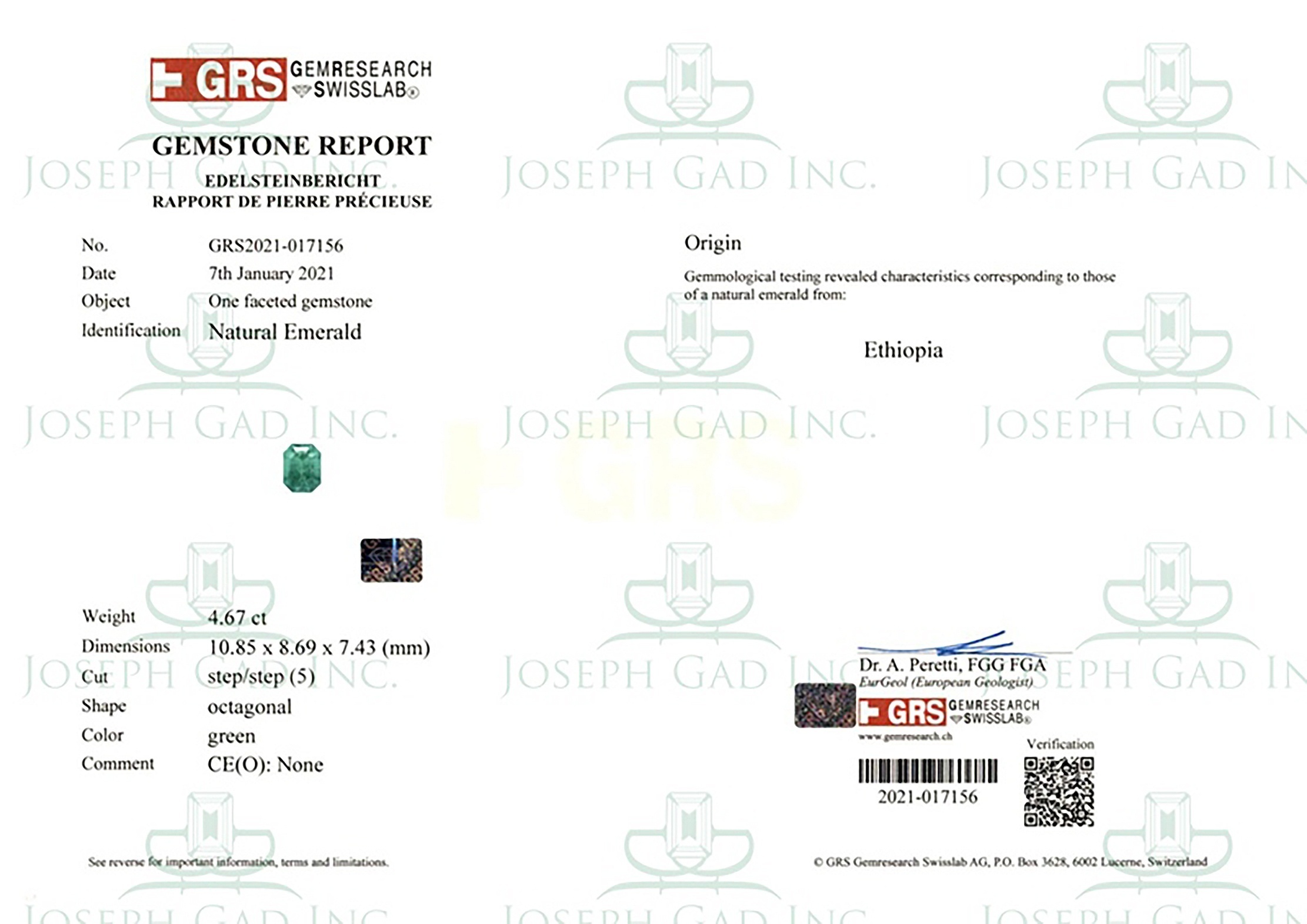 4.67 Ct. Emerald from Ethiopia