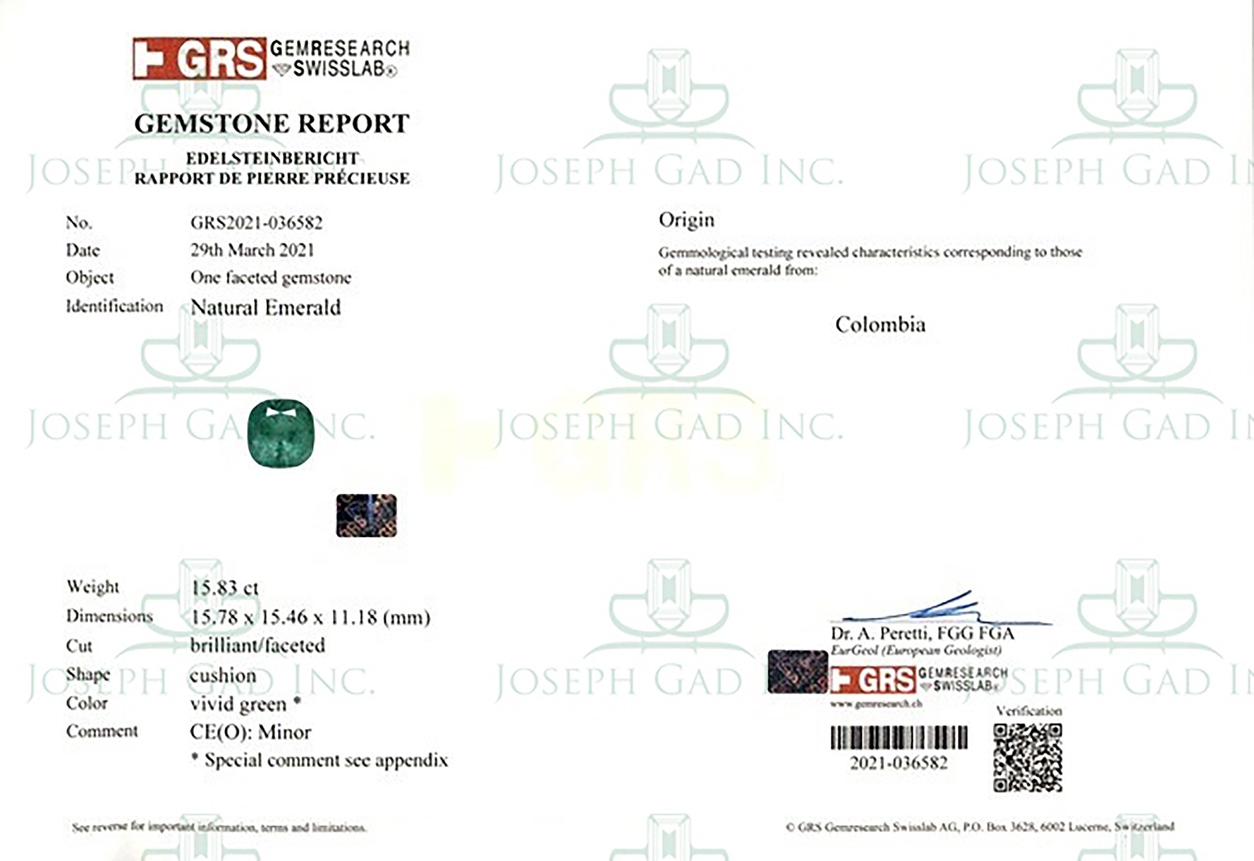 15.10 Ct. Emerald from Colombia