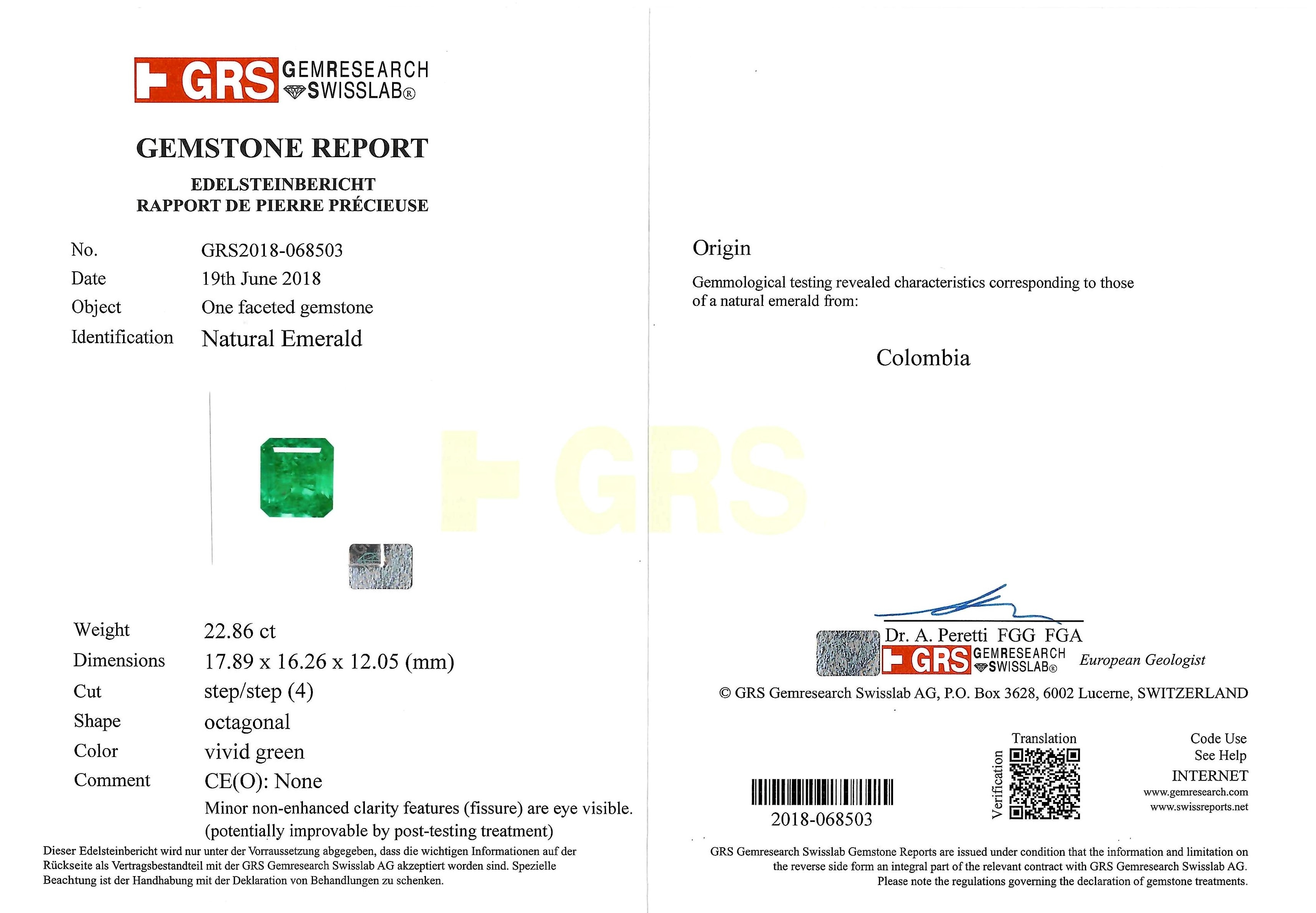 22.86 Ct. Emerald from Colombia