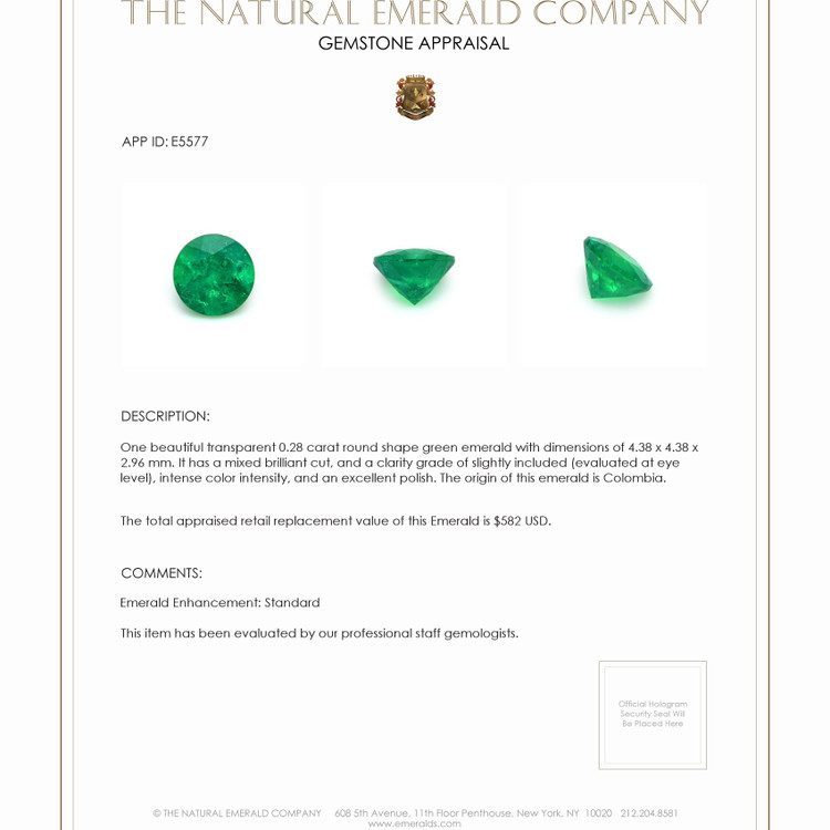 0.28 Ct. Emerald from Colombia