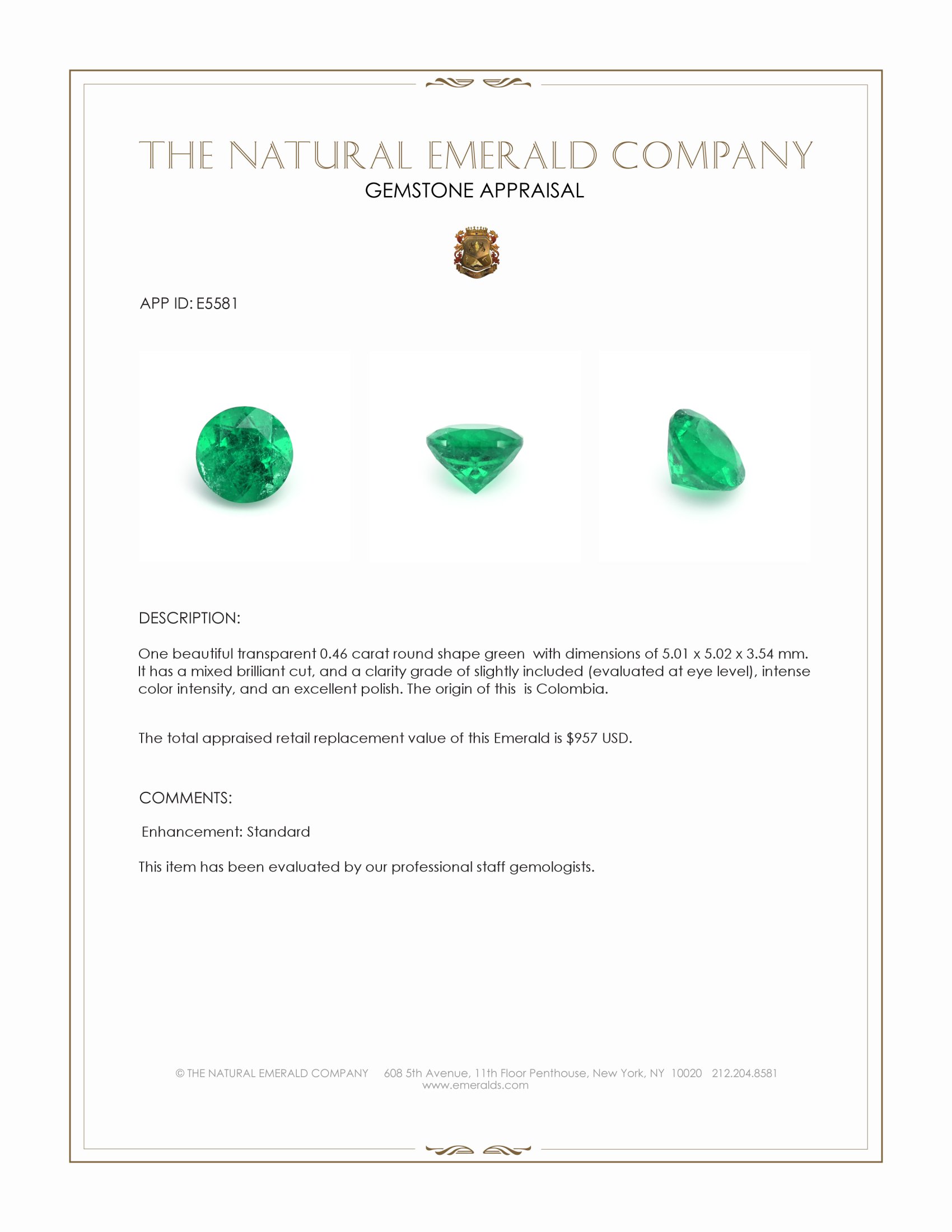0.46 Ct. Emerald from Colombia