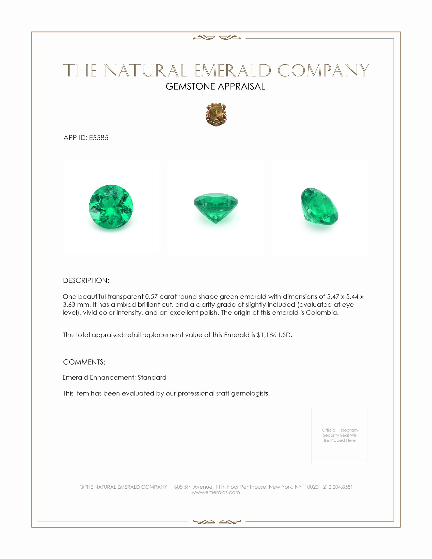 0.57 Ct. Emerald from Colombia