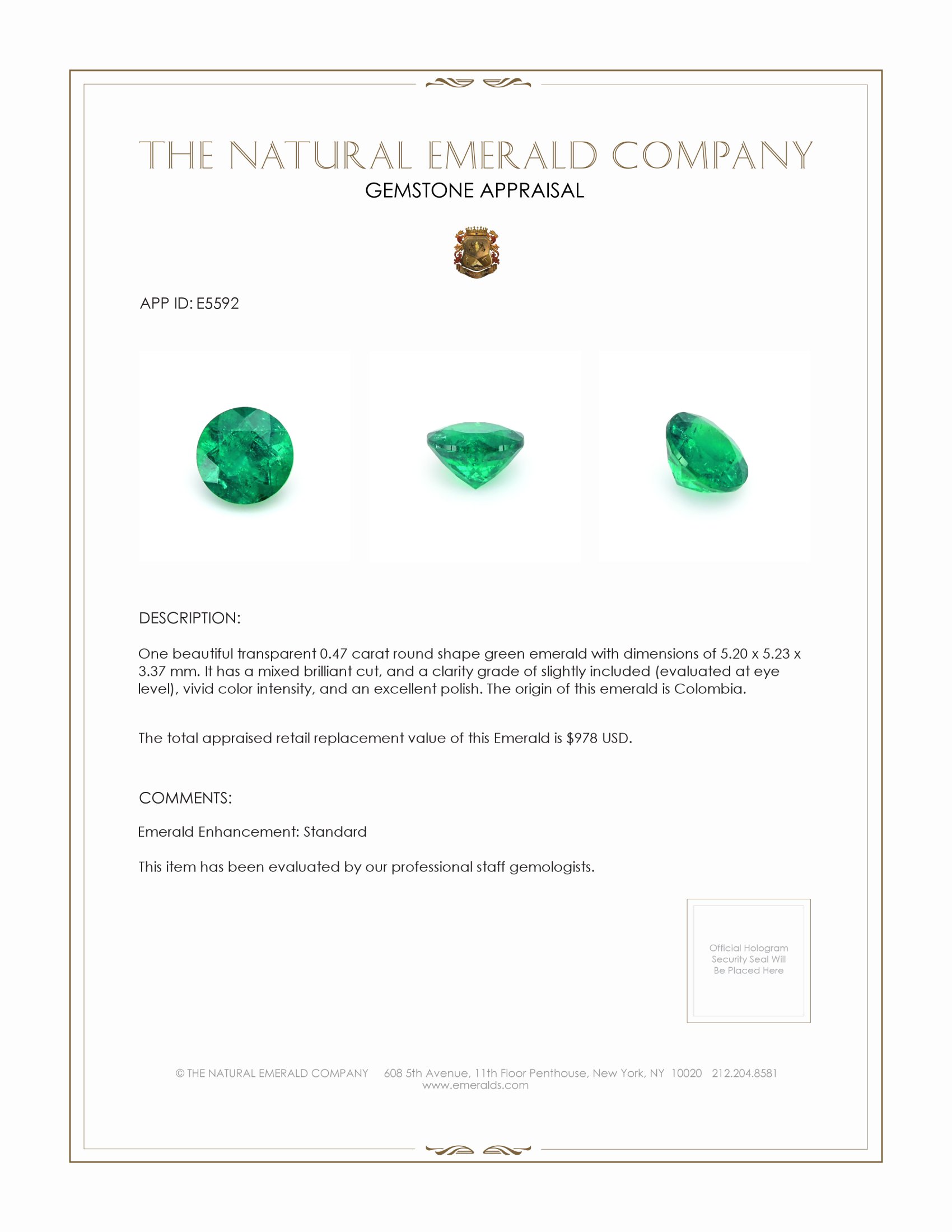 0.47 Ct. Emerald from Colombia