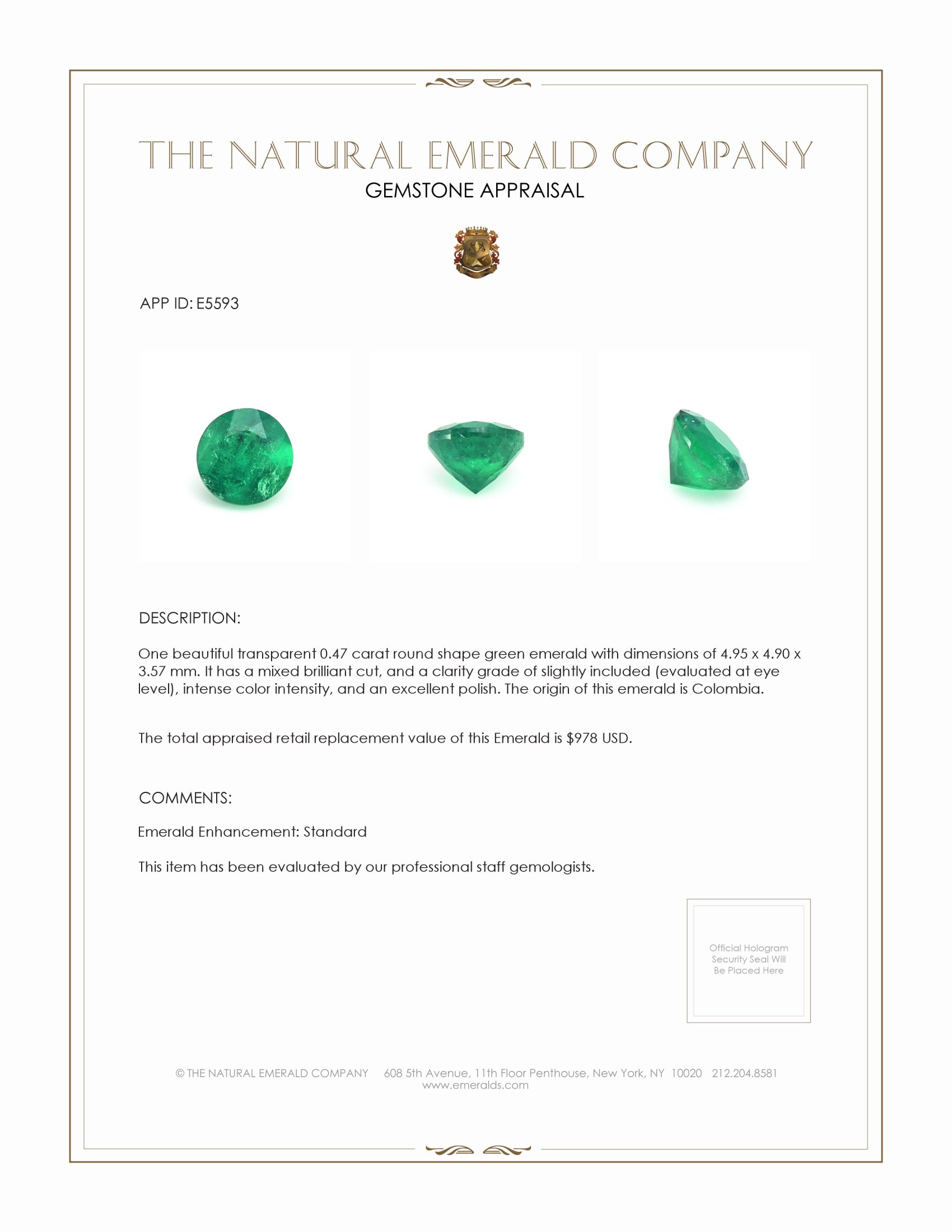 0.47 Ct. Emerald from Colombia