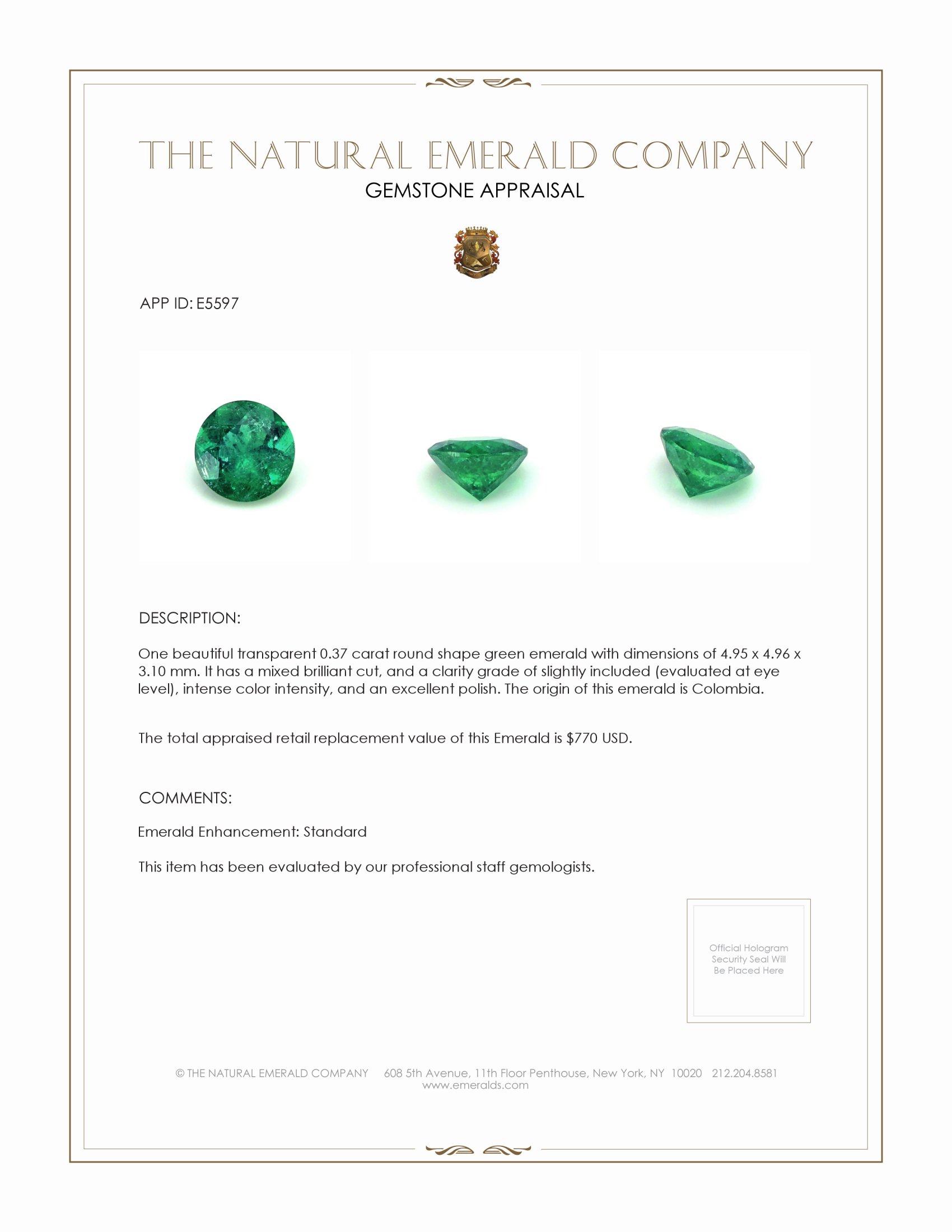 0.37 Ct. Emerald from Colombia