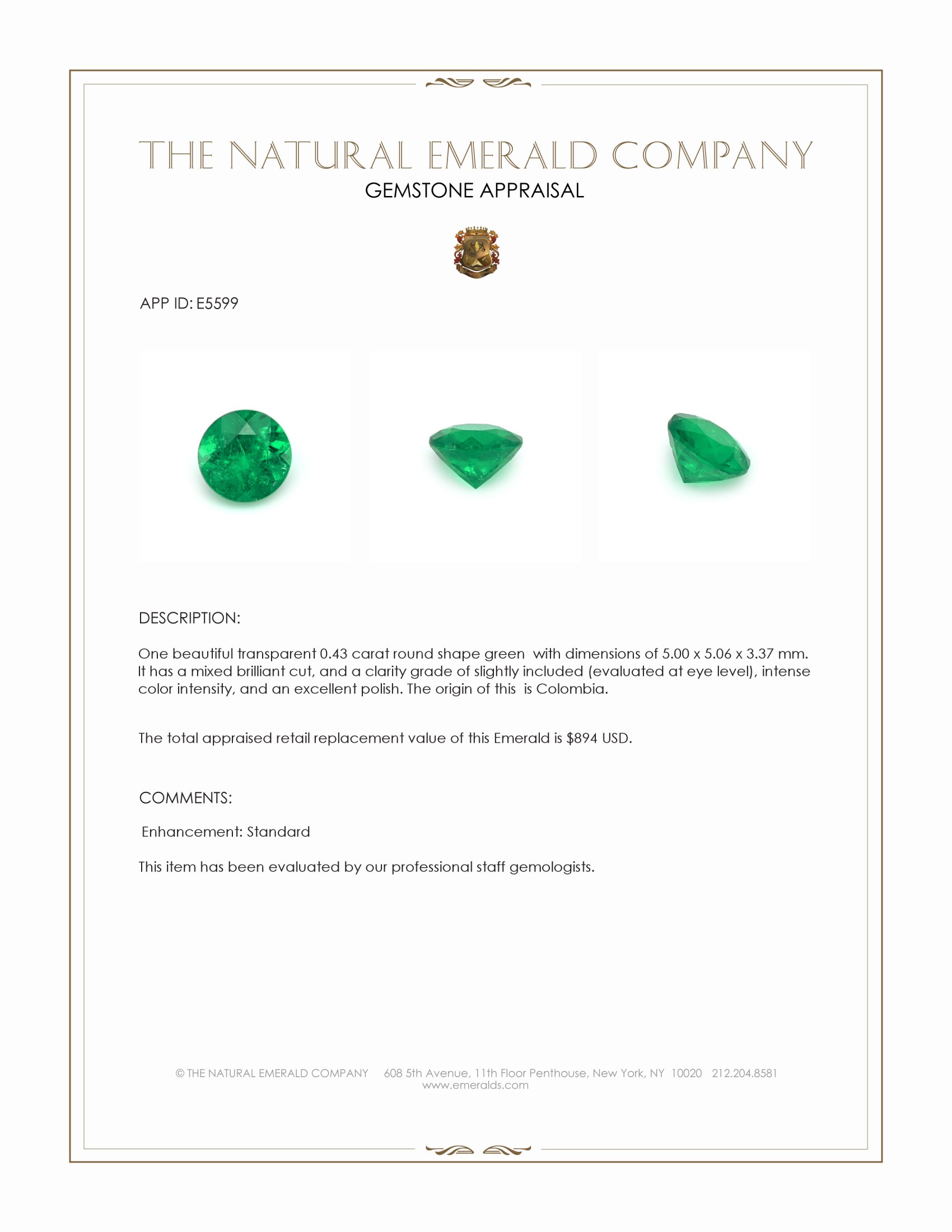 0.43 Ct. Emerald from Colombia