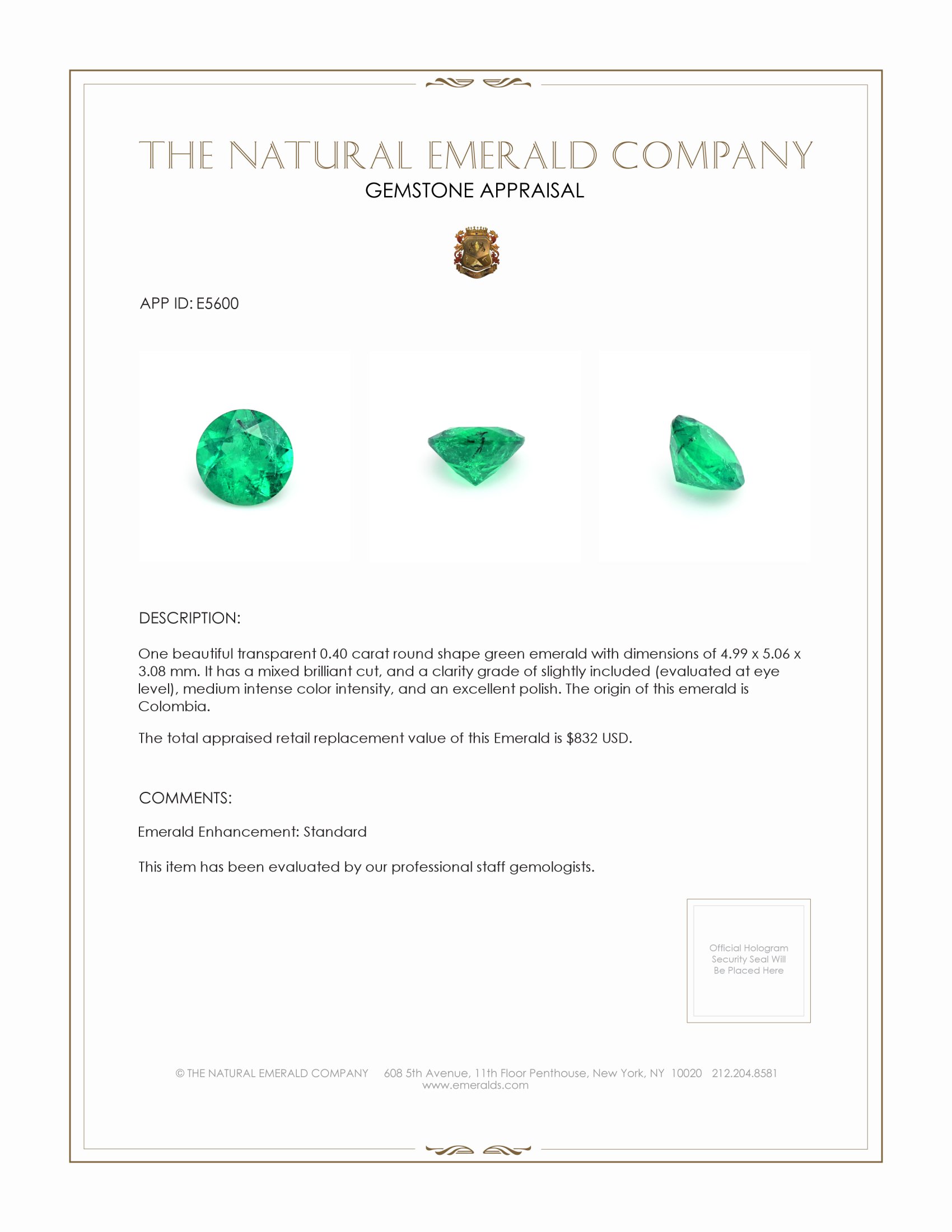 0.40 Ct. Emerald from Colombia