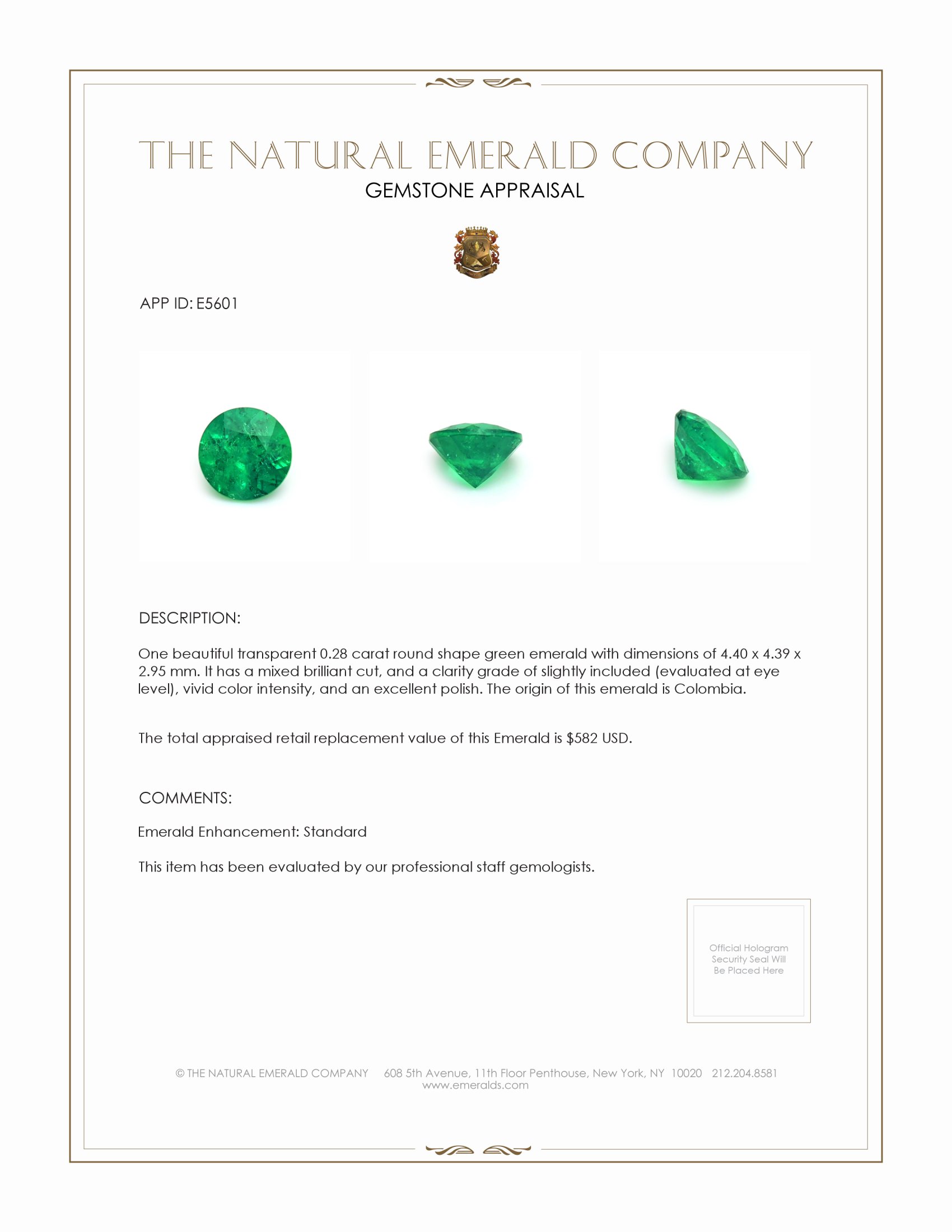 0.28 Ct. Emerald from Colombia
