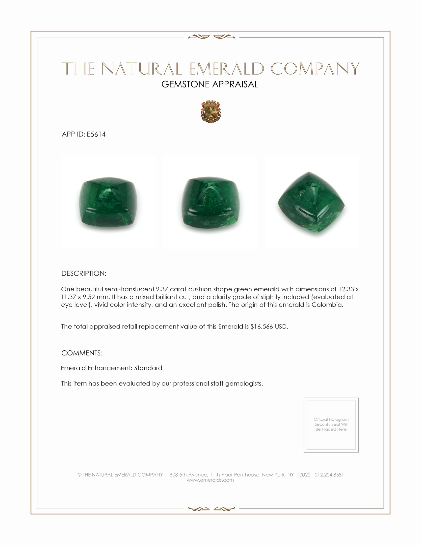 9.37 Ct. Emerald from Colombia