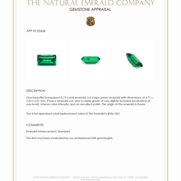 0.19 Ct. Emerald from Russia