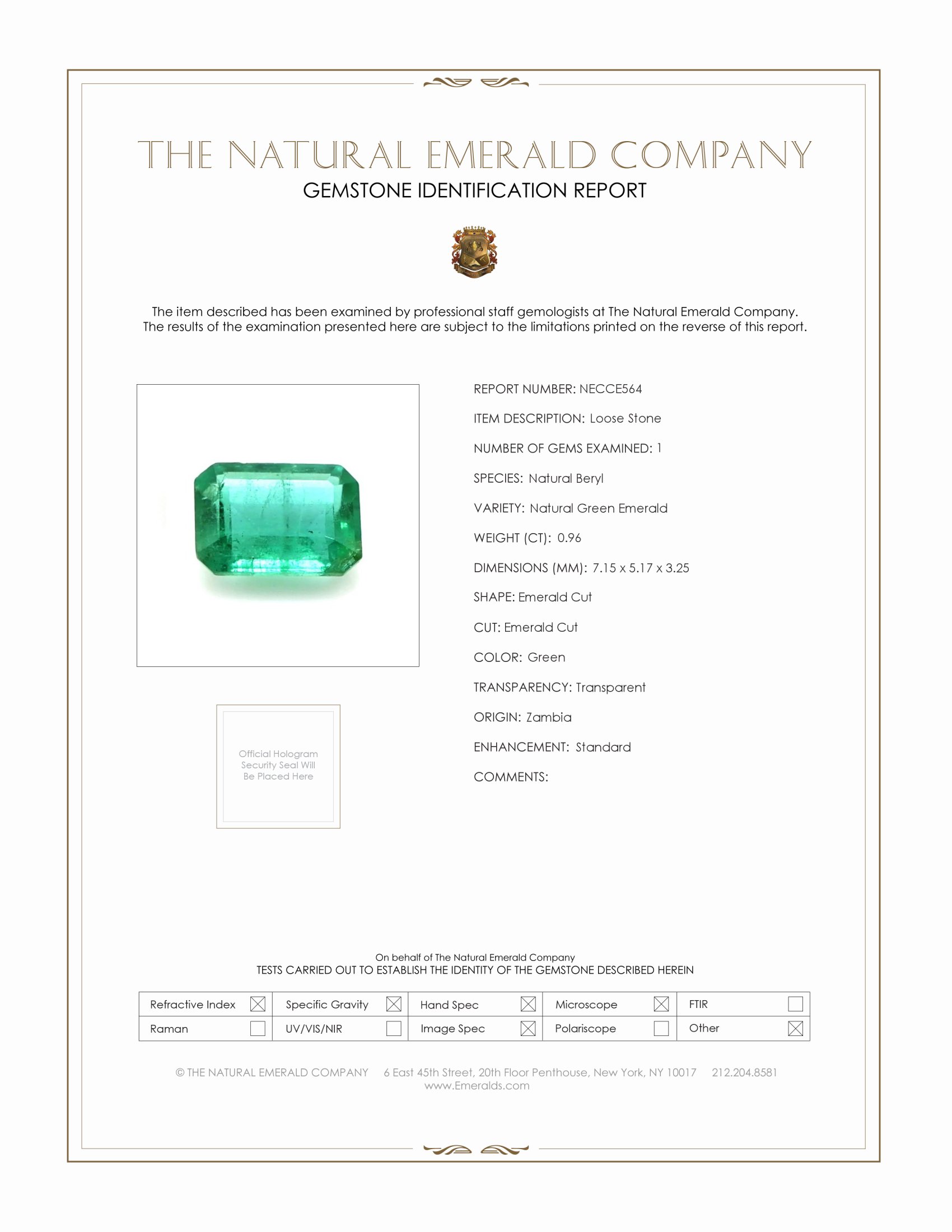 0.96 Ct. Emerald from Zambia