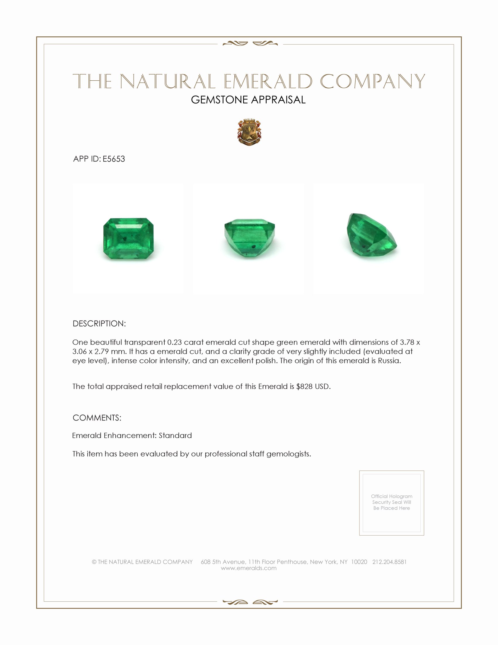 0.23 Ct. Emerald from Russia