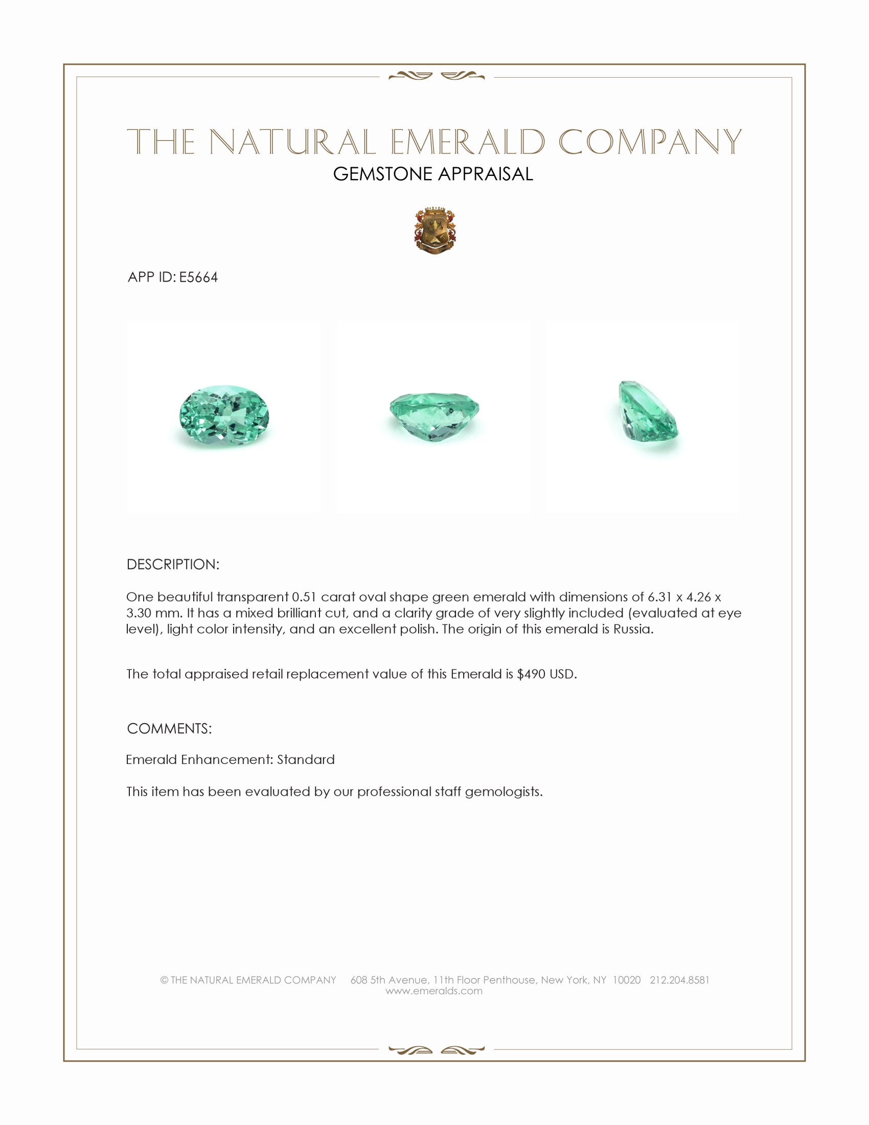 0.51 Ct. Emerald from Russia