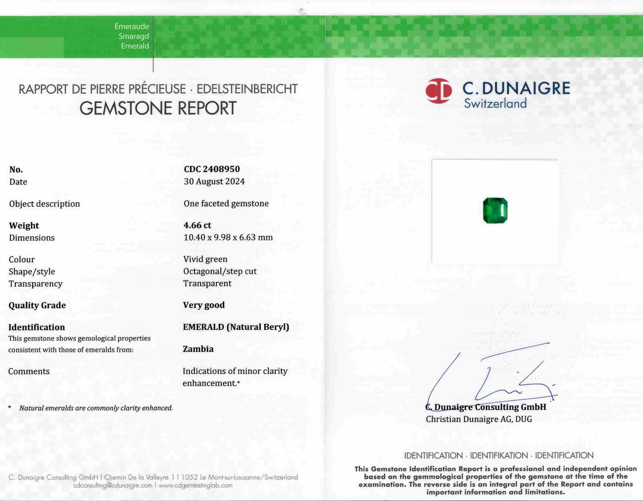 4.66 Ct. Emerald from Zambia