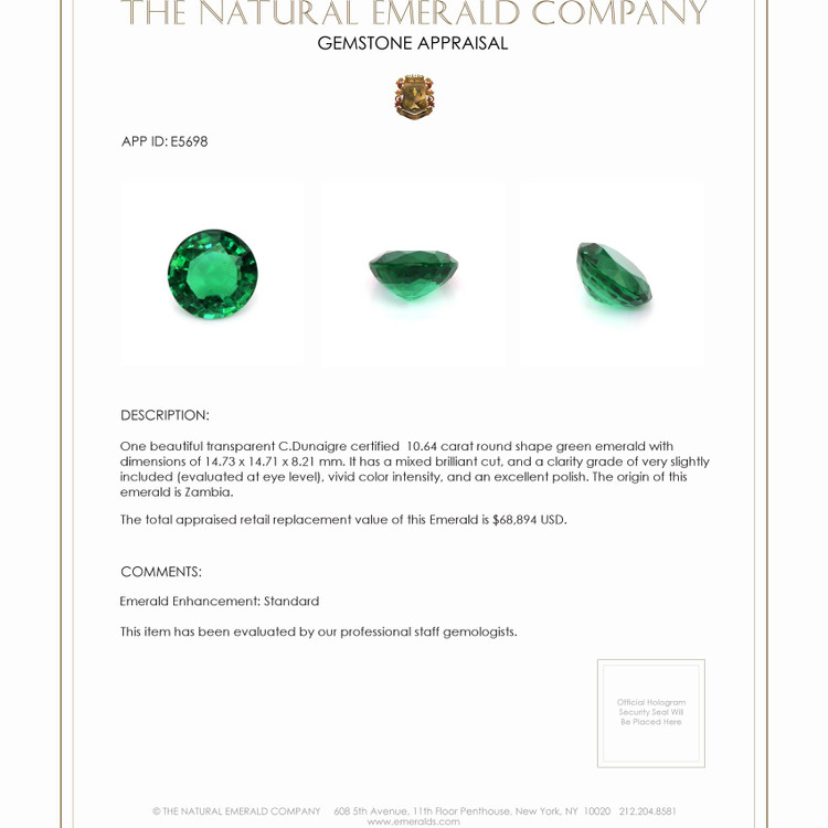 10.64 Ct. Emerald from Zambia