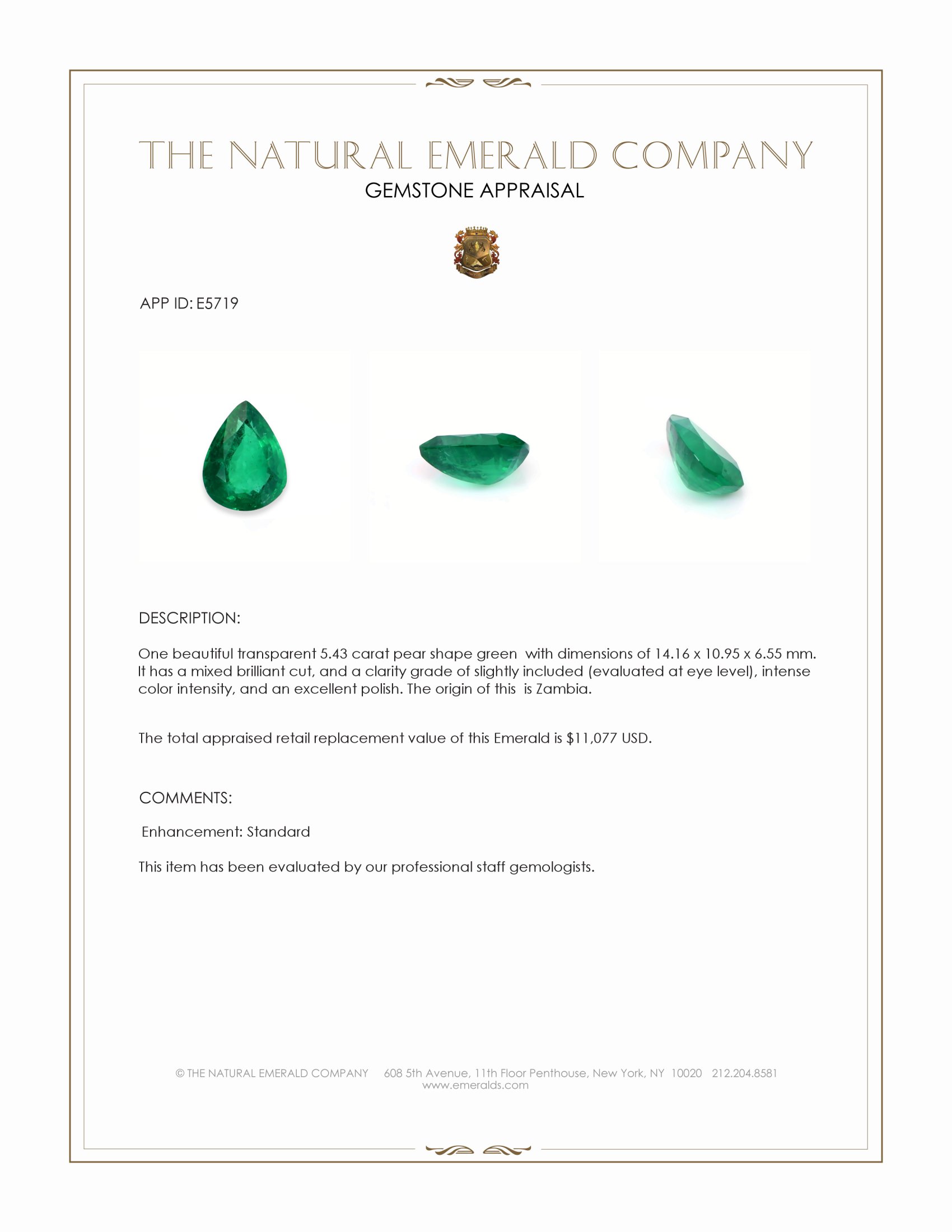 5.43 Ct. Emerald from Zambia