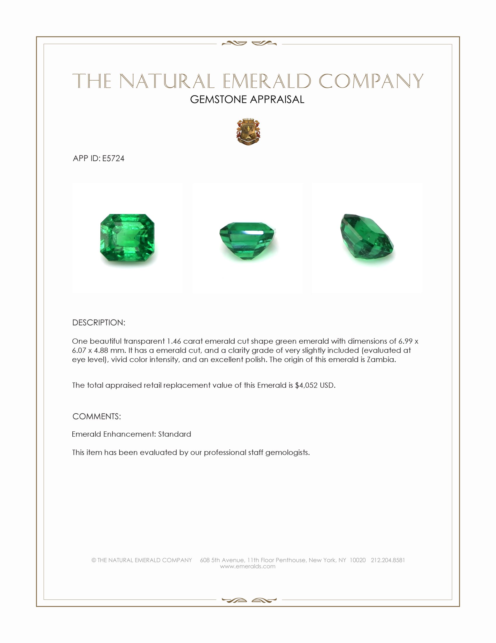 1.46 Ct. Emerald from Zambia