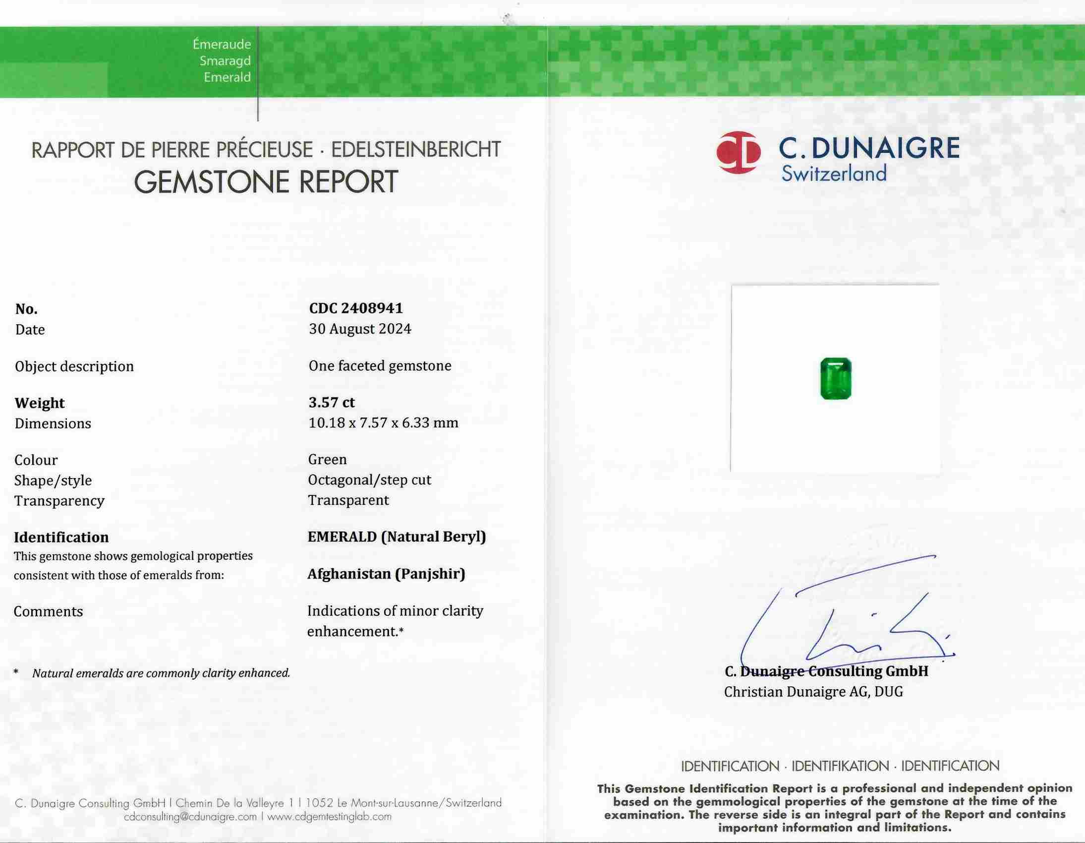 3.57 Ct. Emerald from Afghanistan