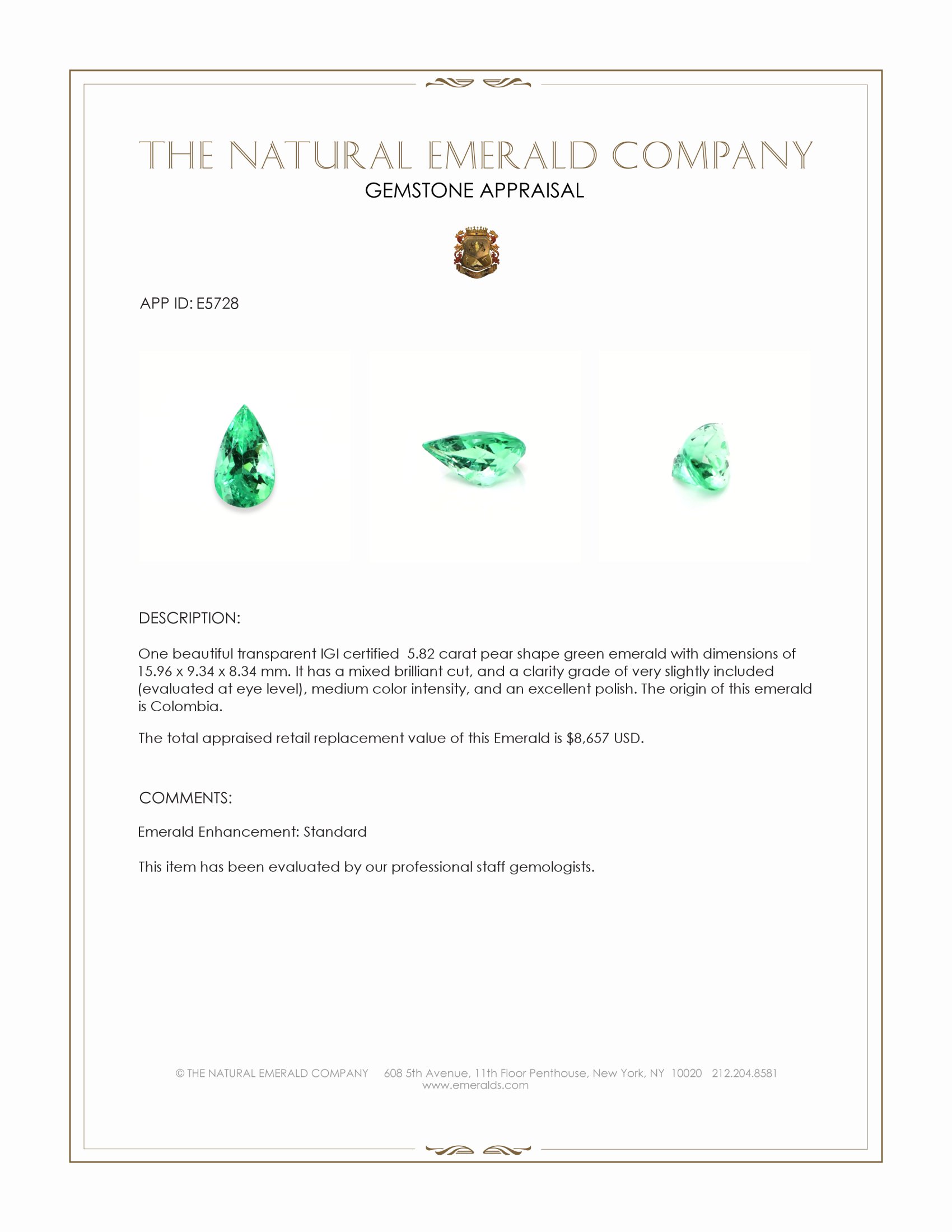 5.82 Ct. Emerald from Colombia