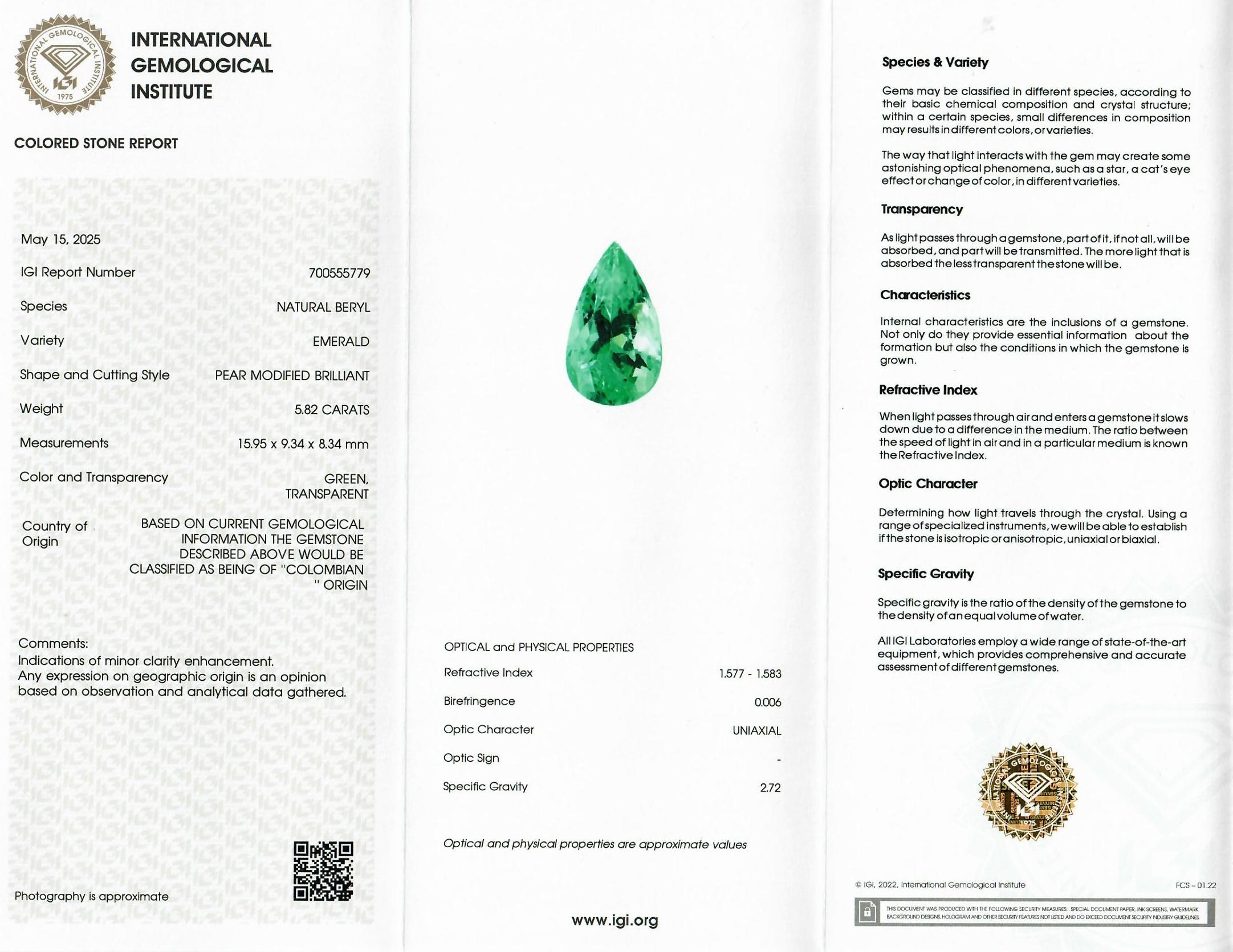 5.82 Ct. Emerald from Colombia