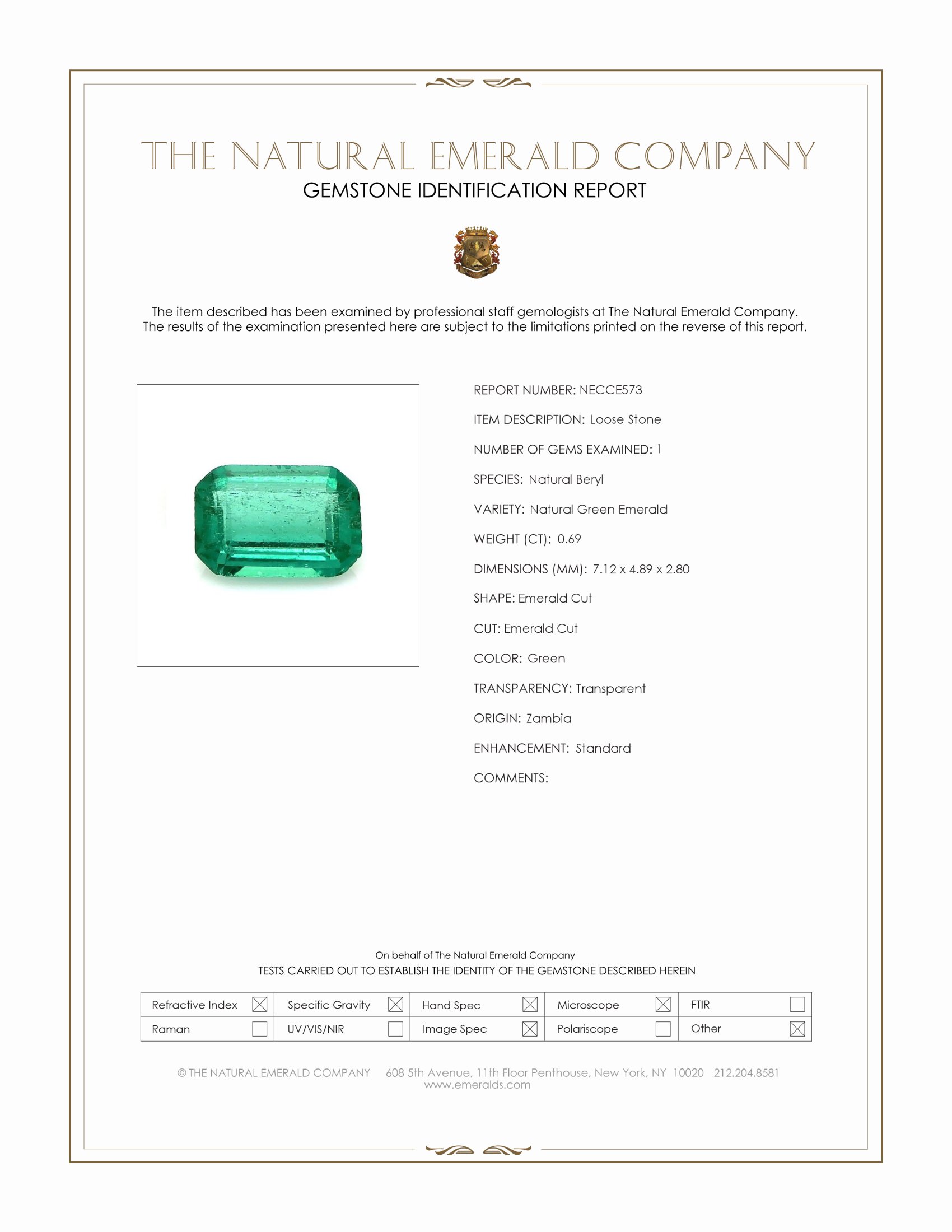 0.69 Ct. Emerald from Zambia