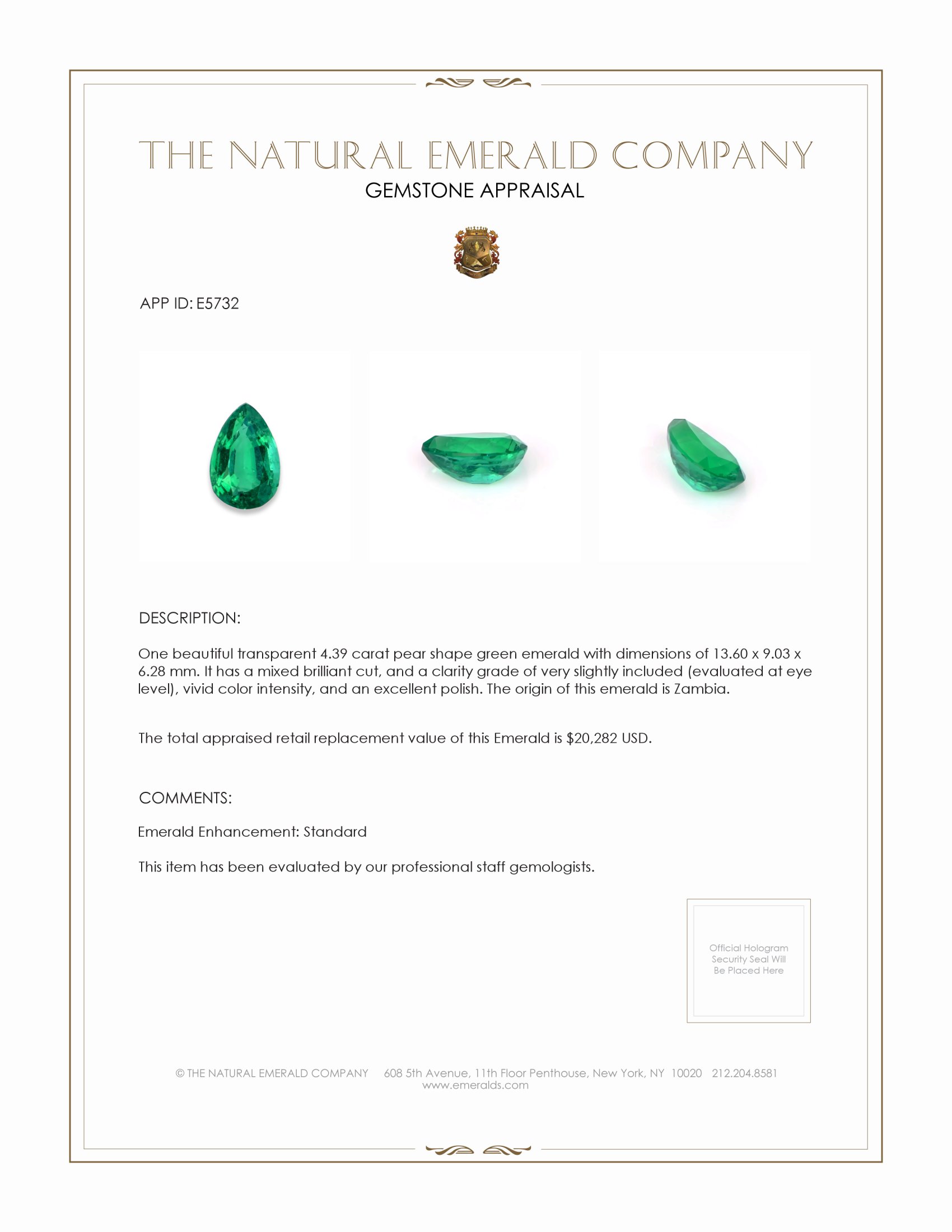 4.39 Ct. Emerald from Zambia