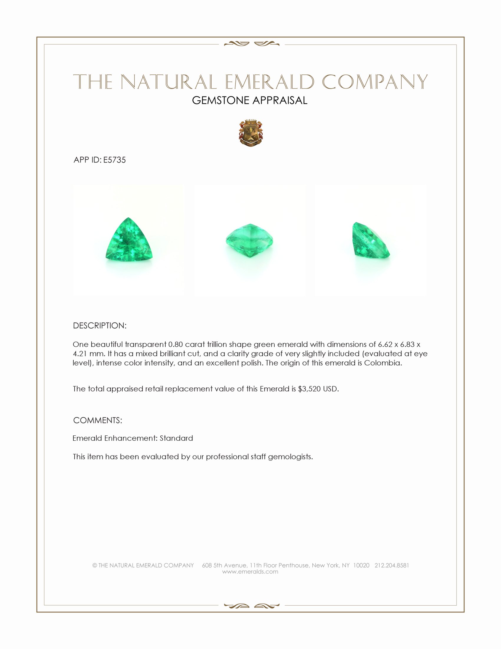 0.80 Ct. Emerald from Colombia