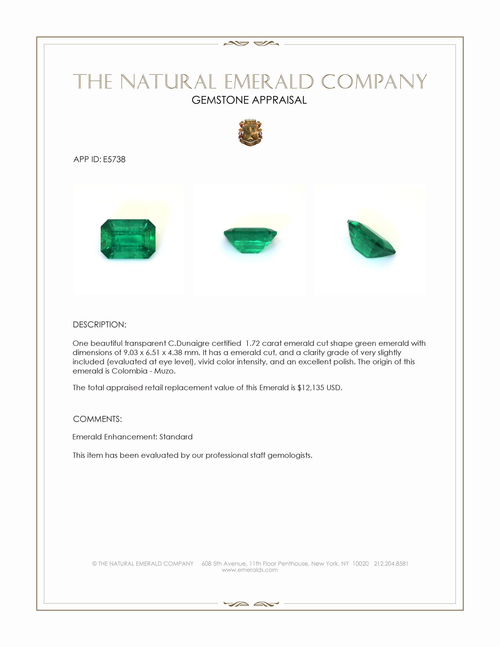 1.72 Ct. Emerald from Colombia - Muzo