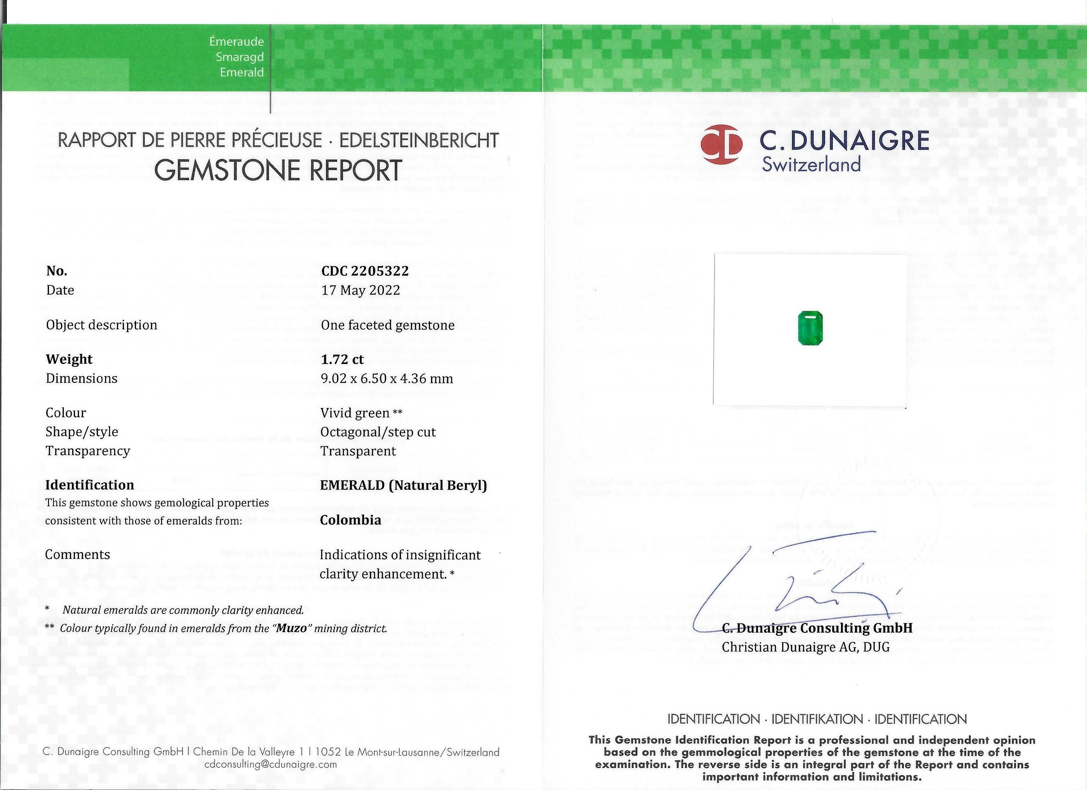 1.72 Ct. Emerald from Colombia