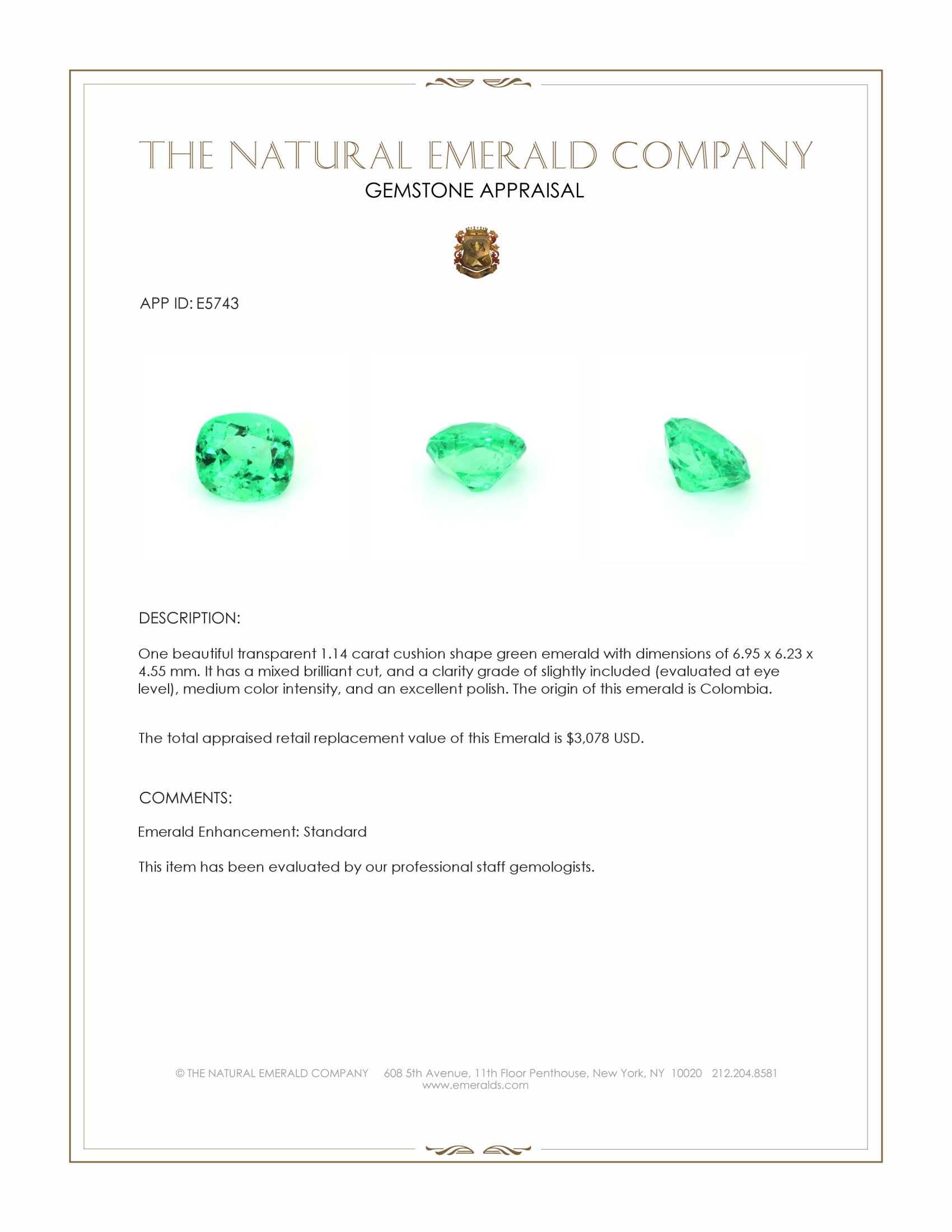 1.14 Ct. Emerald from Colombia
