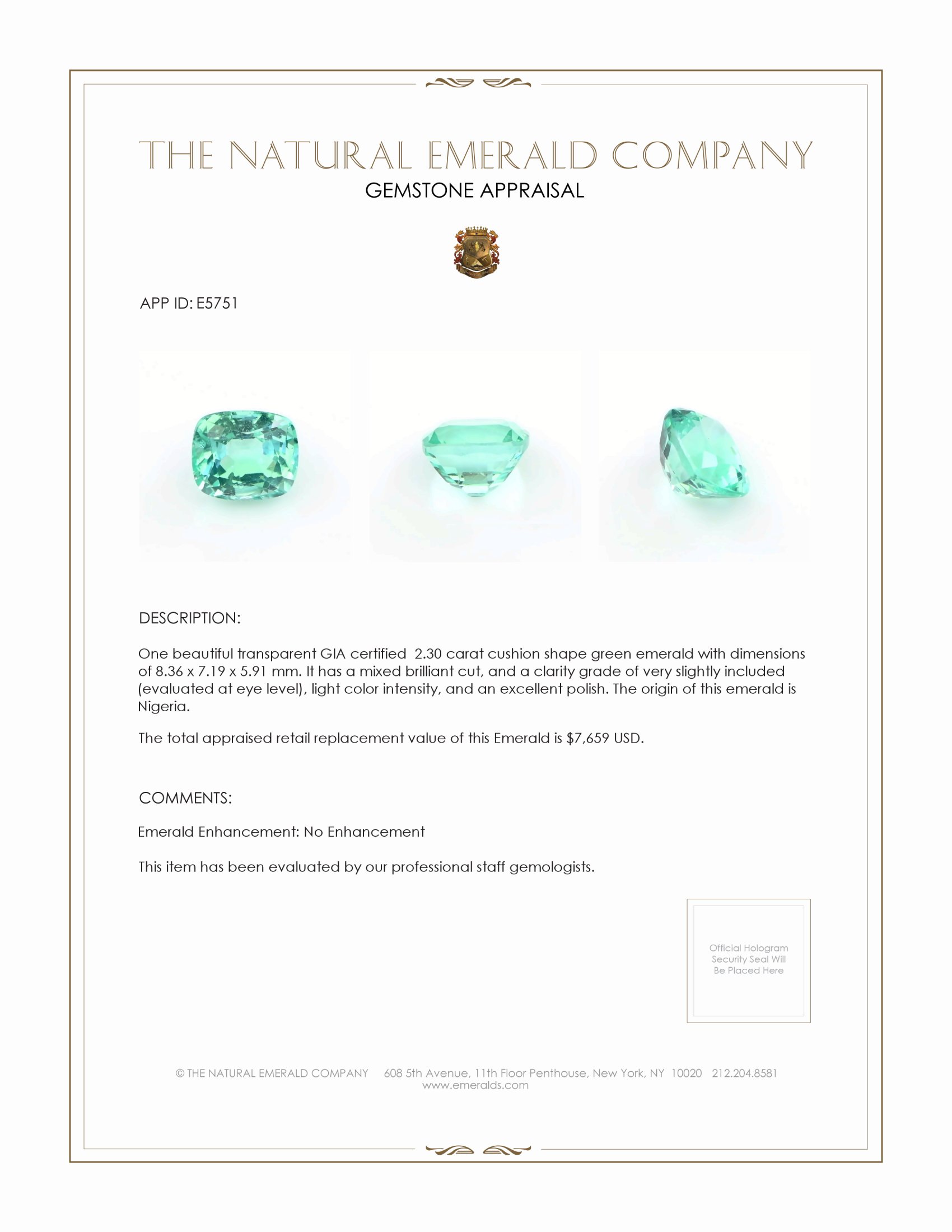 2.30 Ct. Emerald from Nigeria